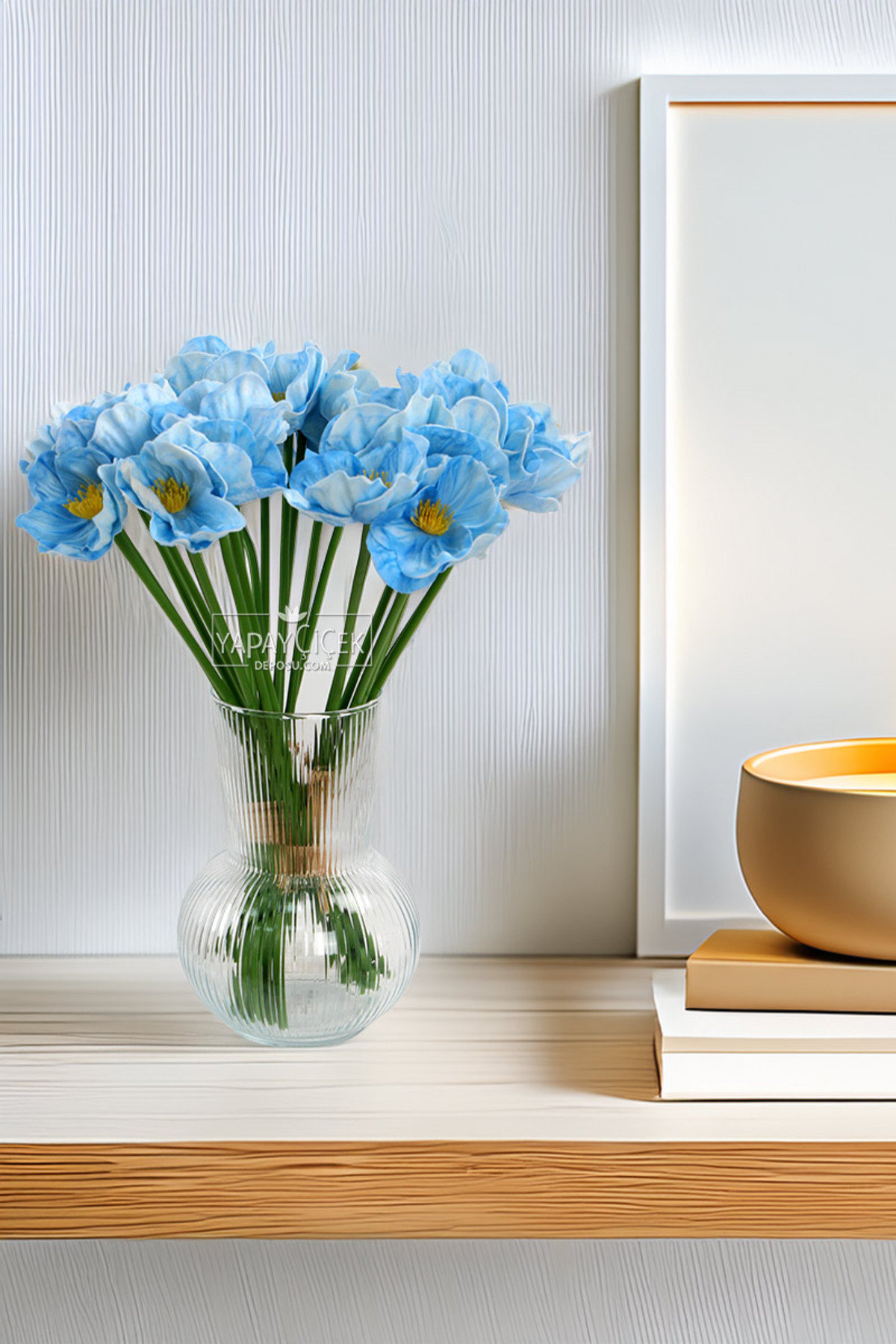 Artificial Flower 8-piece Wet Ferret Bundle 33 cm Blue