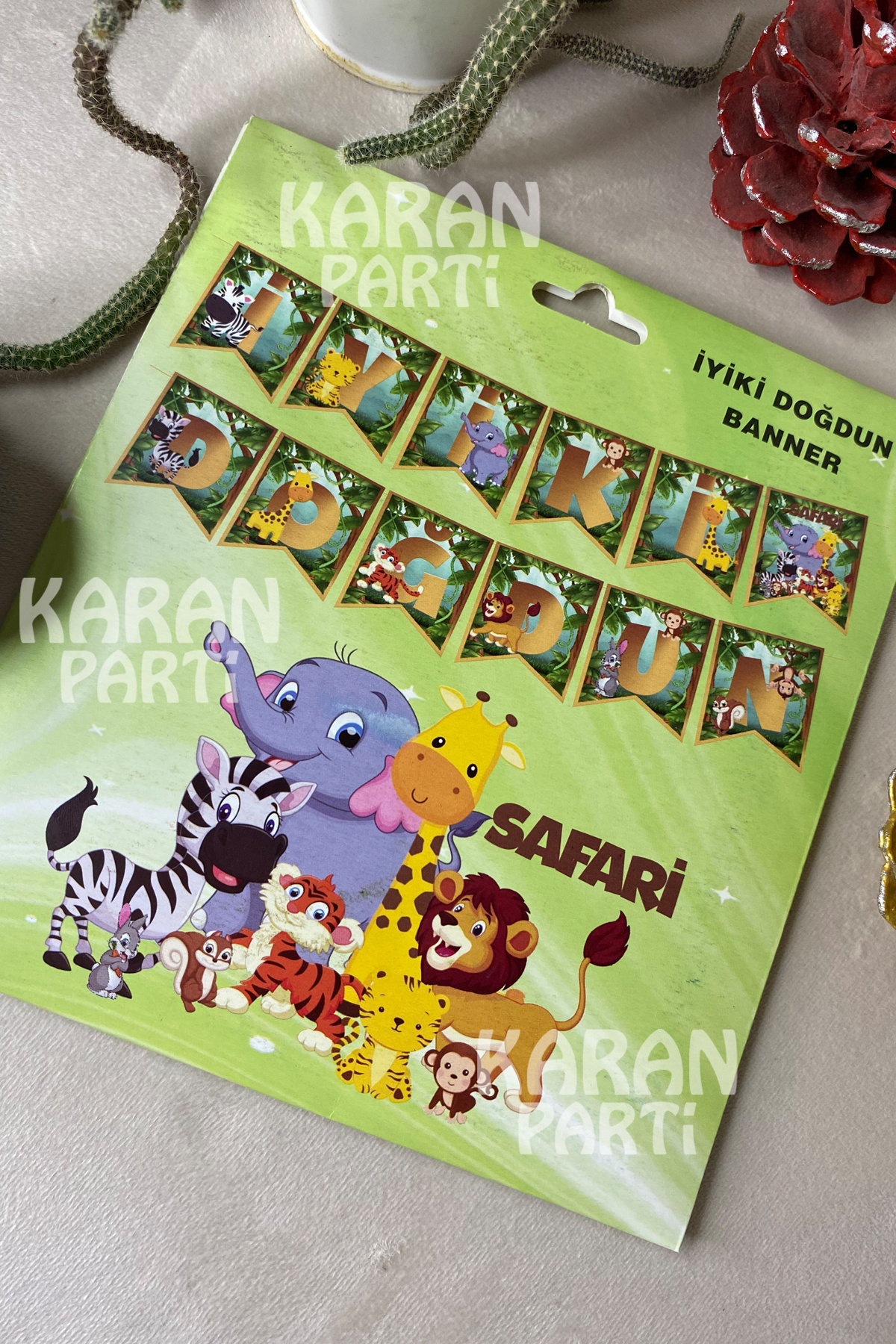 karanca parti süs Safari İyiki Doğdun Banner Flama Bayrak Doğum Günü Duvar Süsü