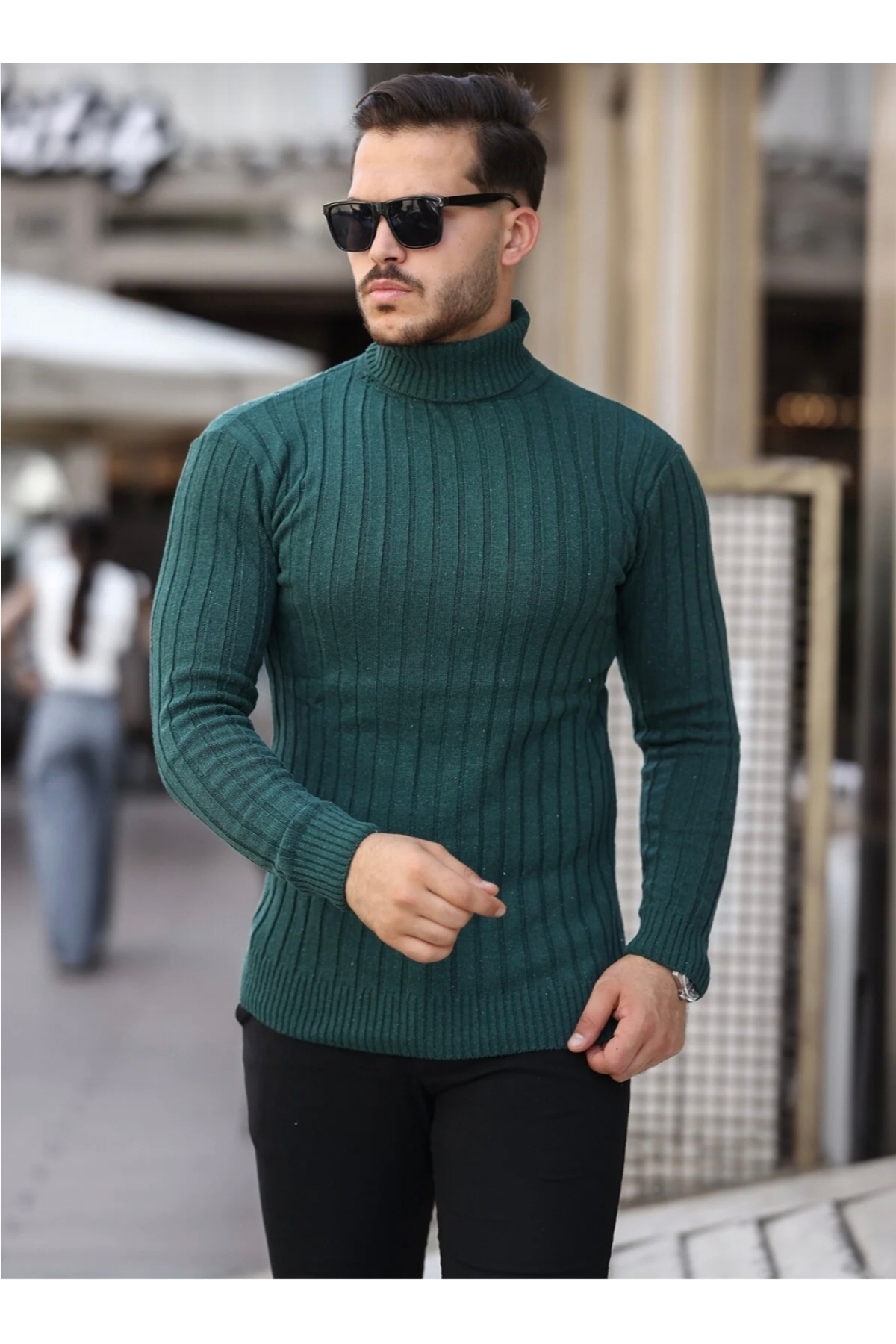 Daniel Lucci Erkek büyük beden geniş kesim balıkçı yaka boğazlı kazak görsel 2
