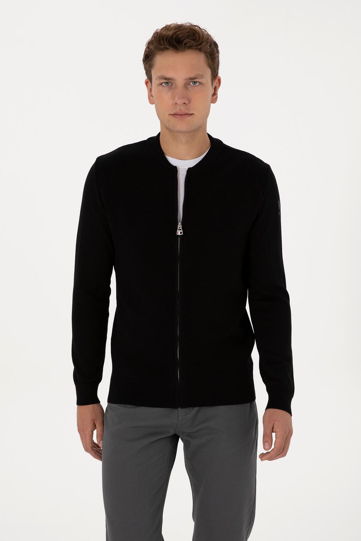 یو اس پولو ژاکت بافتنی مشکی مردانه یو اس پولو ASSN