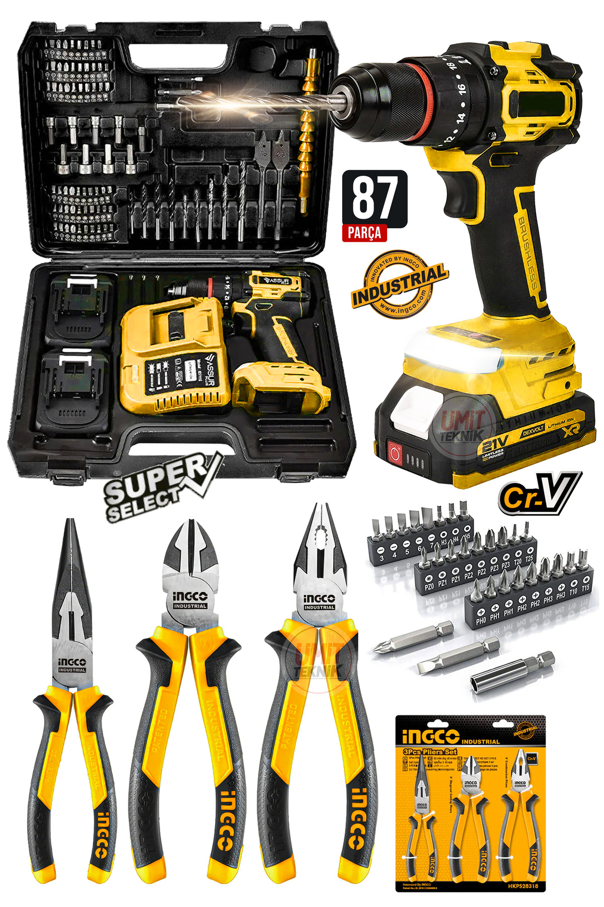 PROXTECH Profesyonel Kömürsüz Turbo 87 PCS | Pense | Yankeski