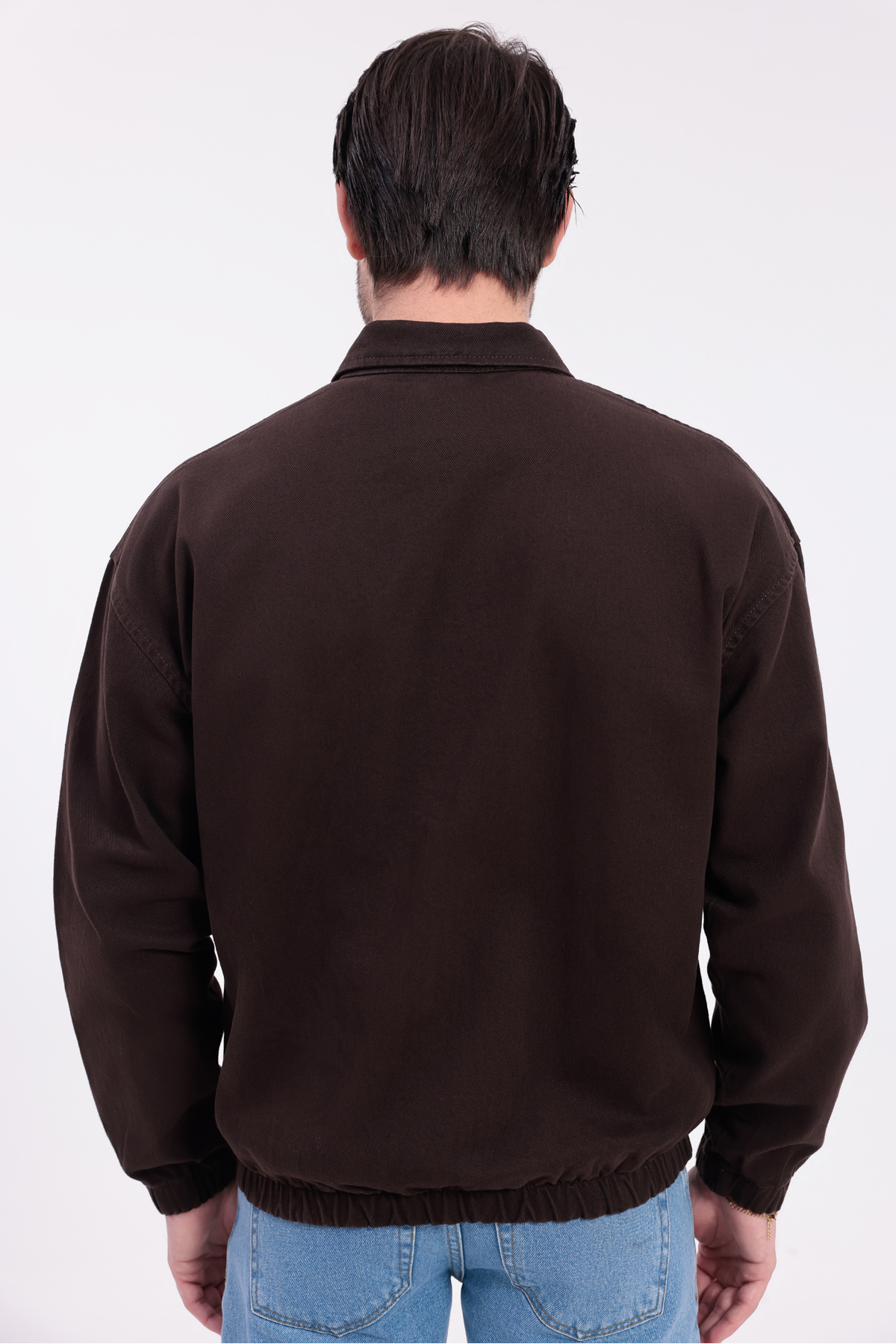 Firststops  Erkek Kiremit Gabardin Kumaş Fermuarlı Oversize Mevsimlik Ceket - Görsel 8