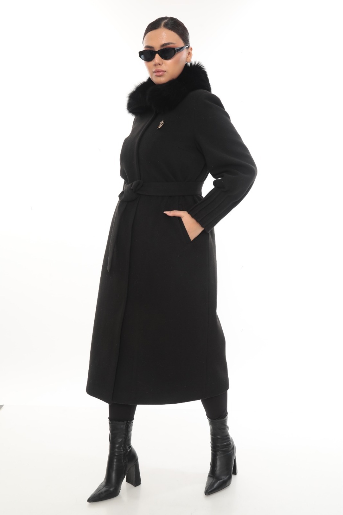 Cristina  Kaşe Uzun Palto - Görsel 4