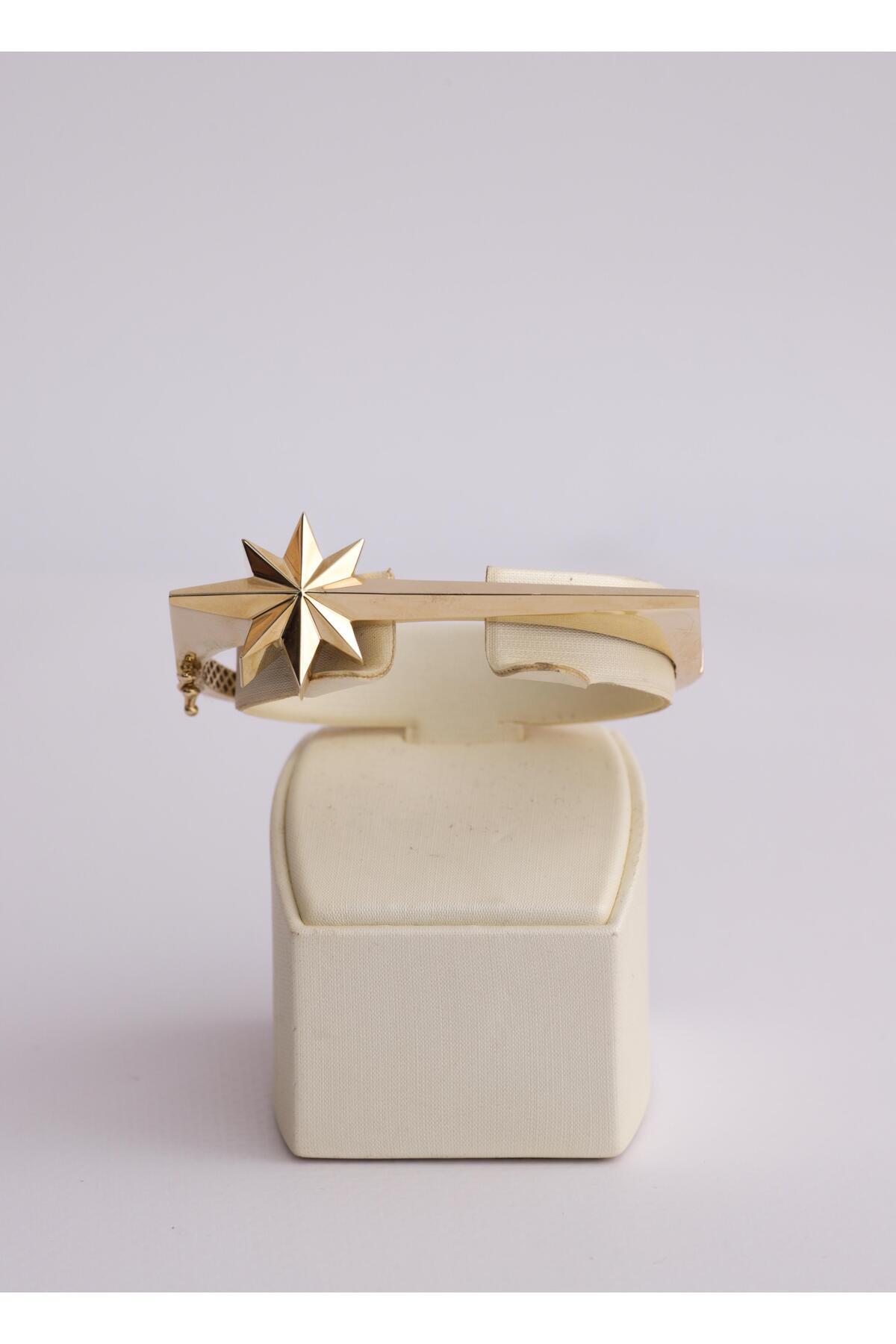 Narin Mücevherat Nar-in Altın Mücevherat Yıldız Motifli Modern Altın Kelepçe 02