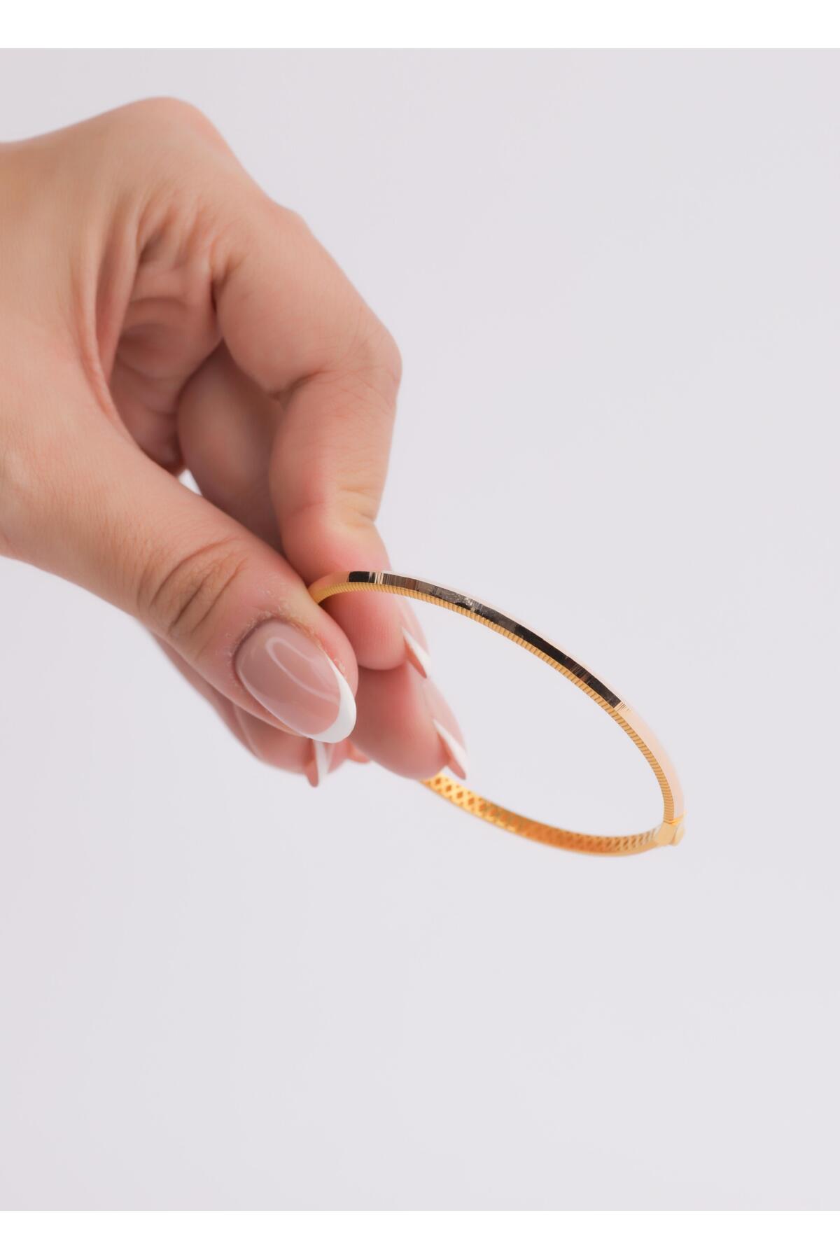 Narin Mücevherat Nar-in Altın Mücevherat Bilezik Görünümlü Modern Altın Kelepçe 05