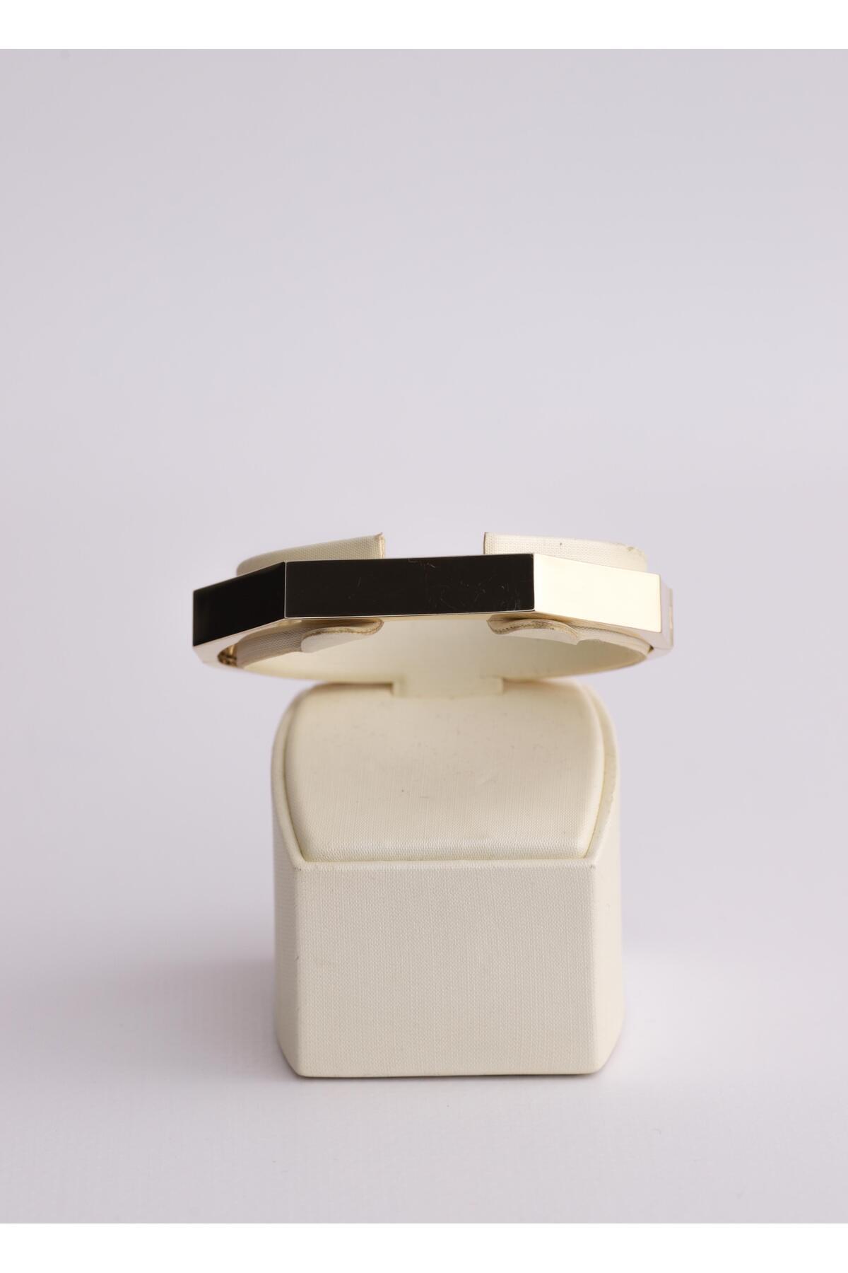 Narin Mücevherat Nar-in Altın Mücevherat Geometrik Şekilli Modern Altın Kelepçe 09