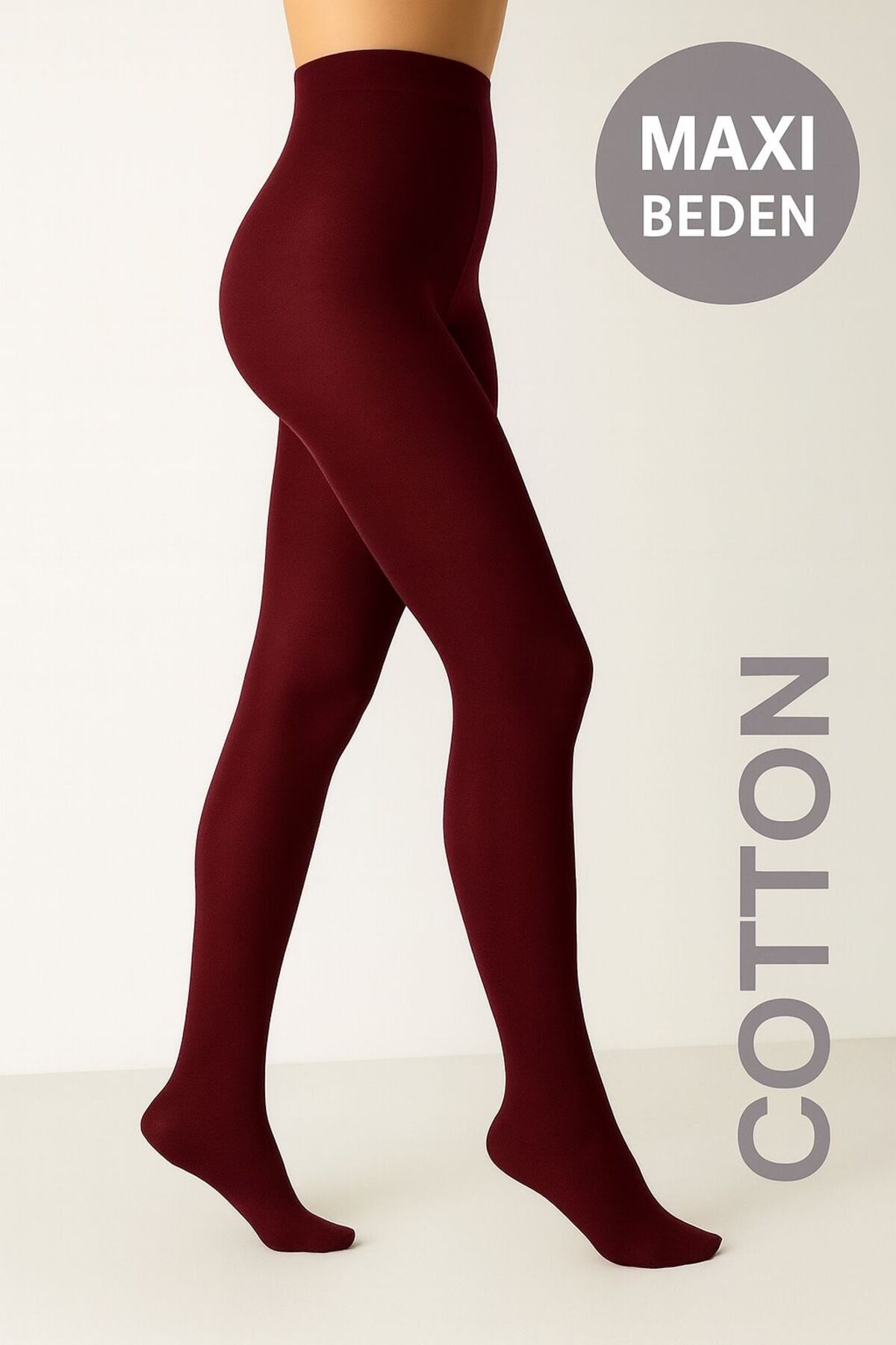 Plus Size Micro 60 Den Maxi Cotton Matte Medium Thick Burgundy Pantyhose