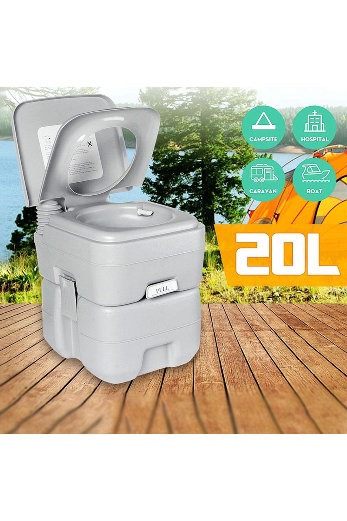 مرحاض محمول متنقل مع مضخة مياه قوية مدمجة للرحلات الخارجية والتخييم سعة 20 لتر بخزان وتنظيف ضغط