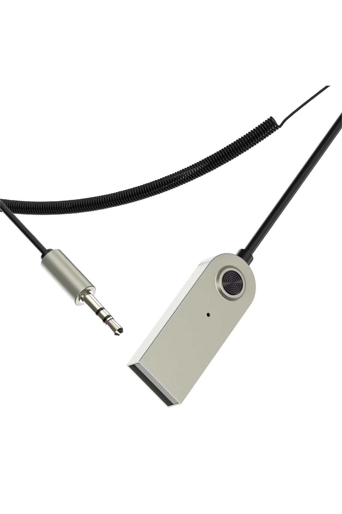 Kablosuz Samsung LG iPhone Bluetooth Aux Araç Kiti – Spiral Kablo – FM04 Mikrofonlu Siyah