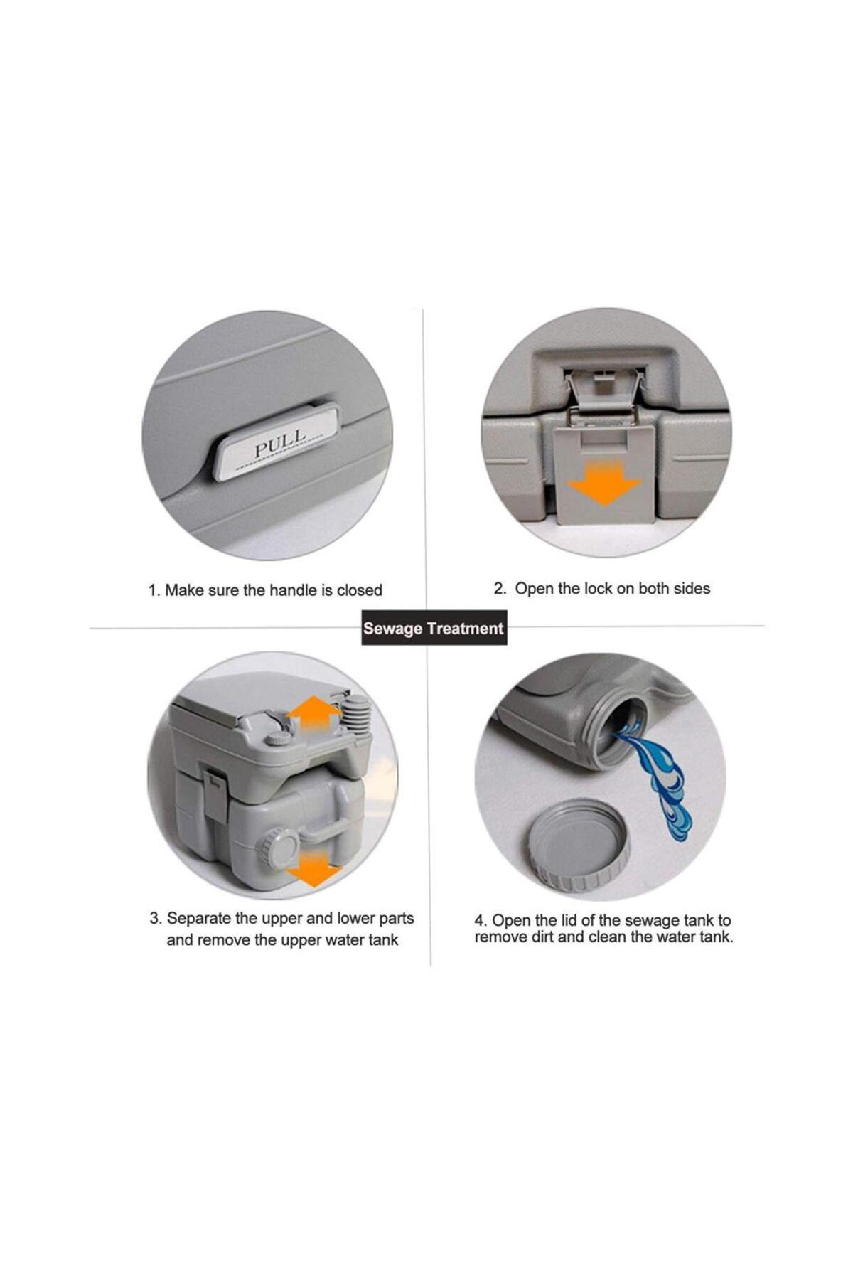 مرحاض محمول متنقل مع مضخة مياه قوية مدمجة للرحلات الخارجية والتخييم سعة 20 لتر بخزان وتنظيف ضغط