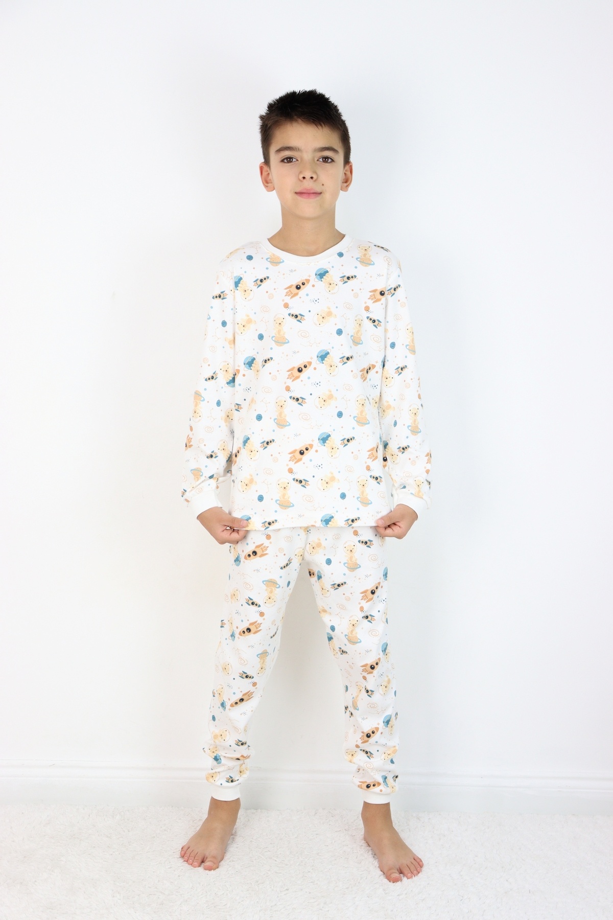 HARİKA KİDS Erkek Çocuk Baskılı interlok Kumaş Uzun Kollu Pijama Takımı fotoğrafı 6 (önizleme)