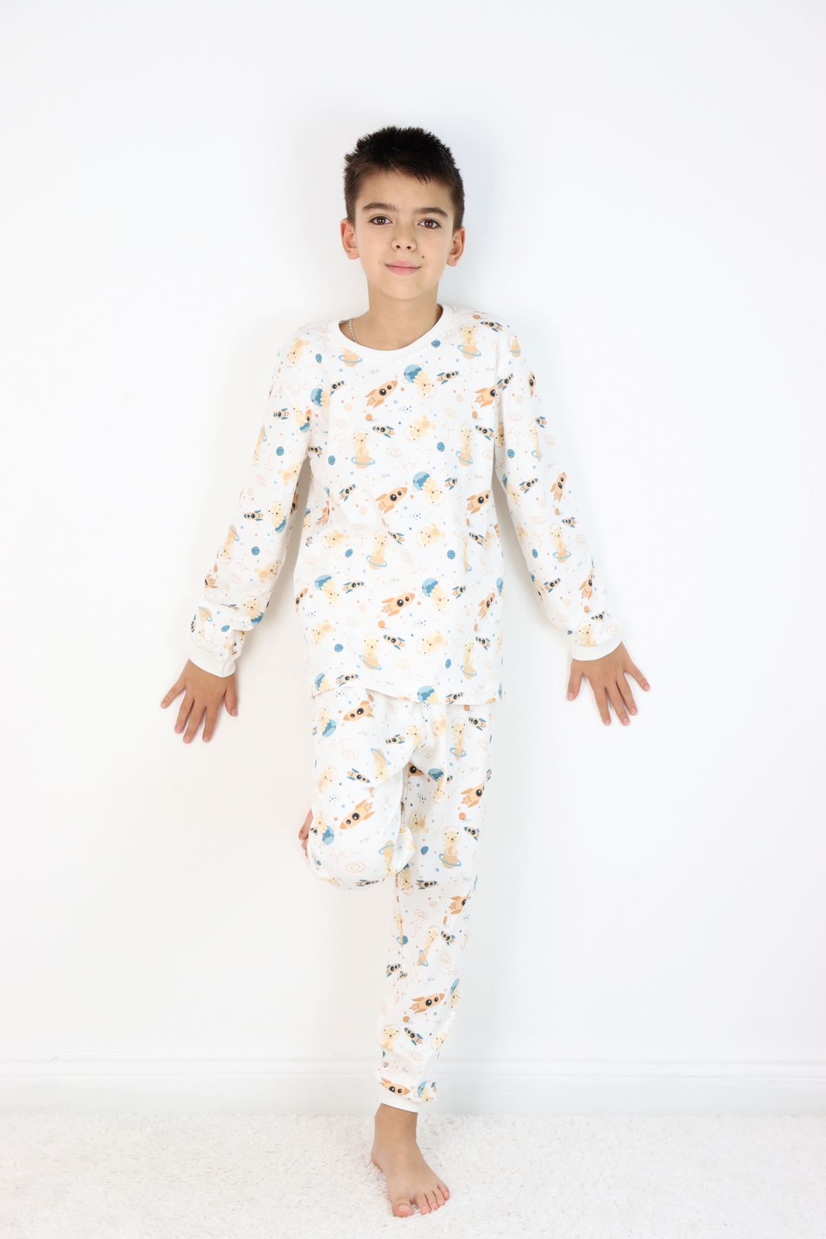 HARİKA KİDS Erkek Çocuk Baskılı interlok Kumaş Uzun Kollu Pijama Takımı fotoğrafı 4 (önizleme)