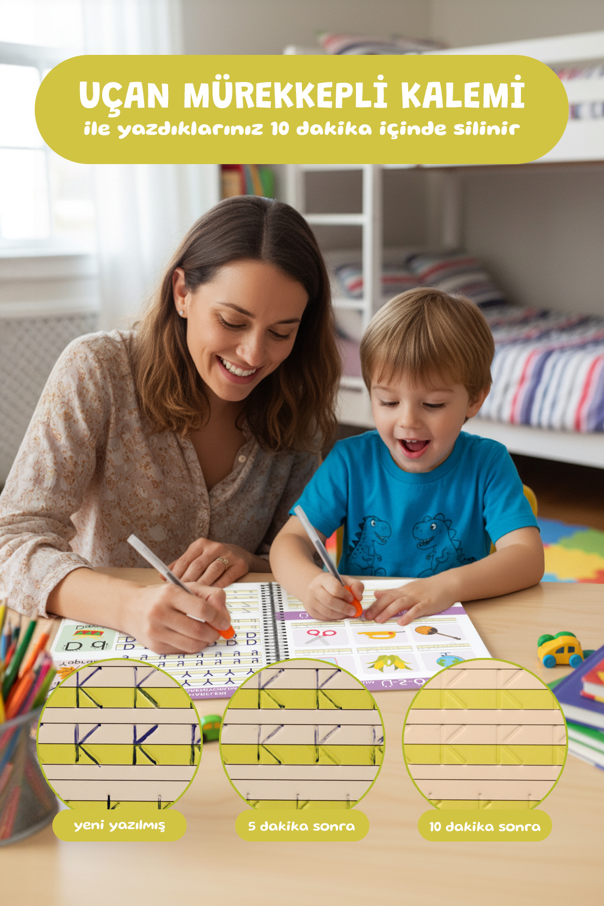 MERT BEBEK Oluklu Silinebilen Alfabe Yazı Kitabı – Sihirli Kalemli Kabartmalı Yaz-Sil Okul Öncesi (3–6 Yaş) fotoğrafı 5 (önizleme)