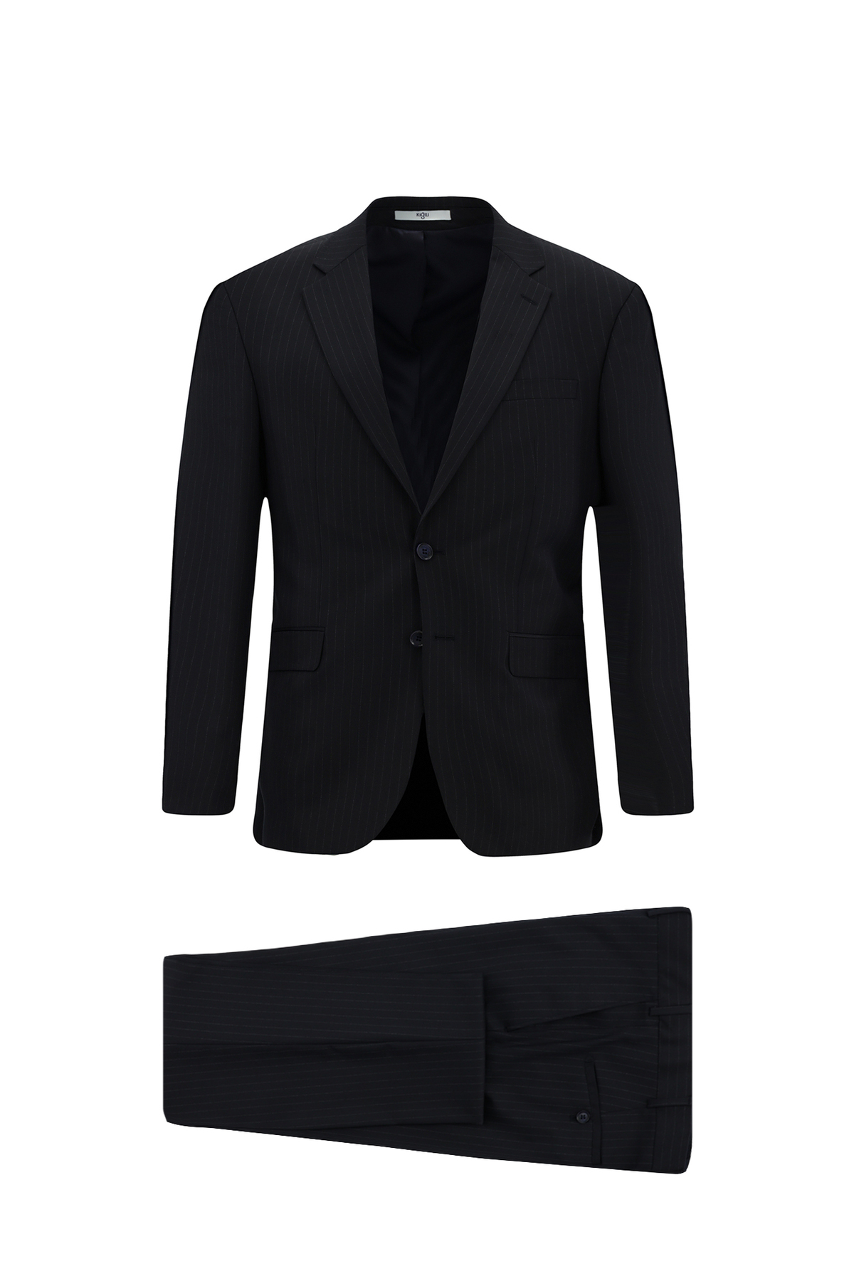 کیگیلی کت و شلوار راه راه پشمی یقه تک رنگ ورزشی بلند 8 دراپ ماسل فیت