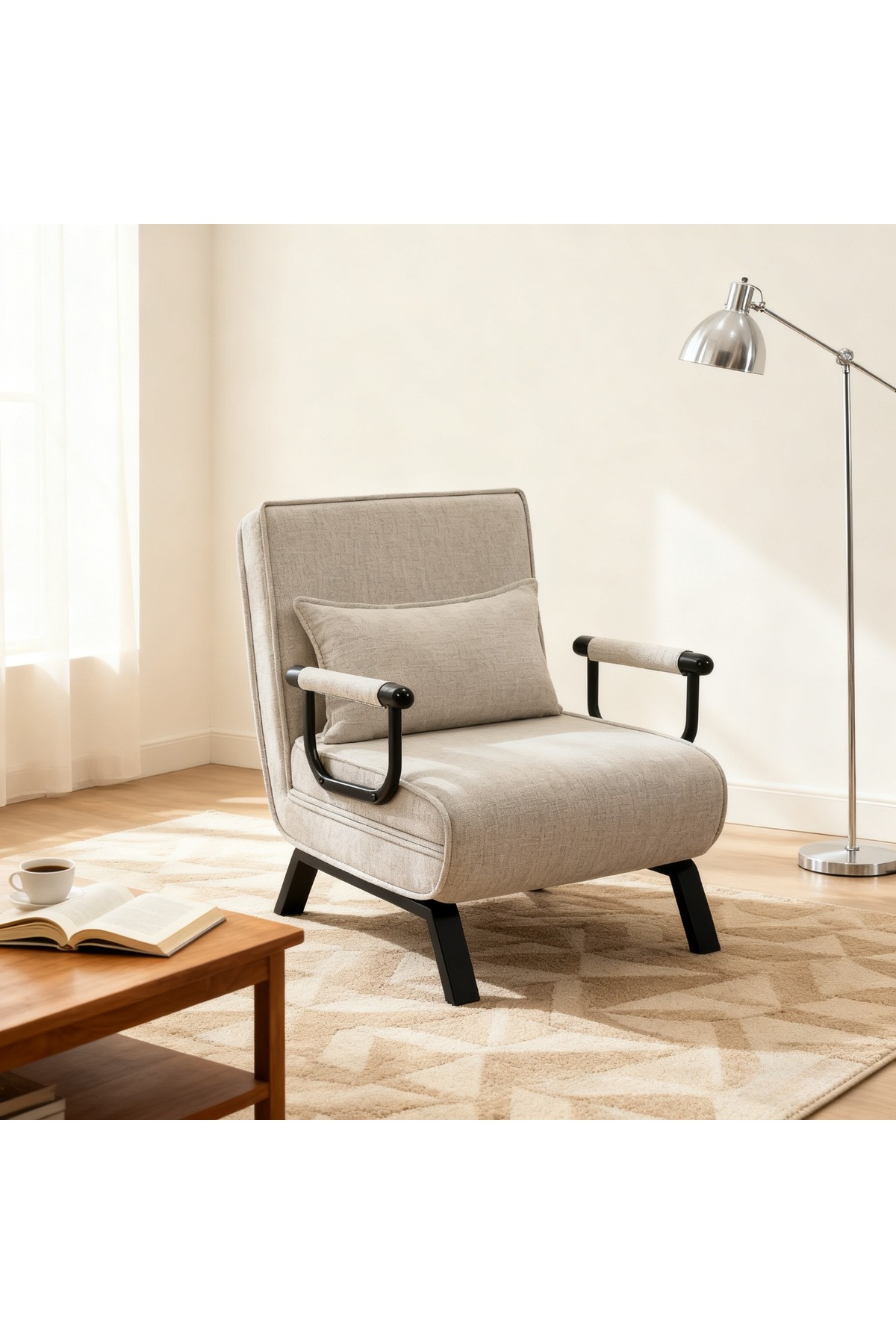 سرير أريكة قابل للطي 4 في 1. مع مساند ذراع مبطنة....