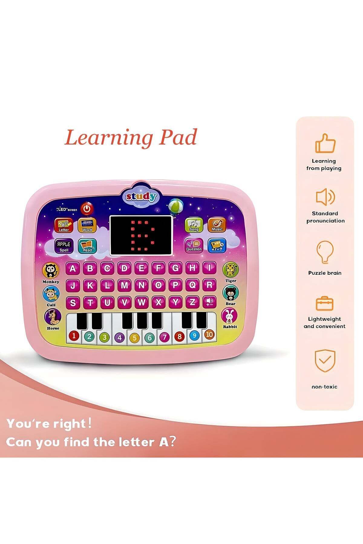 جهاز لوحي تعليمي للأطفال – شاشة 7 بوصات (وردي)