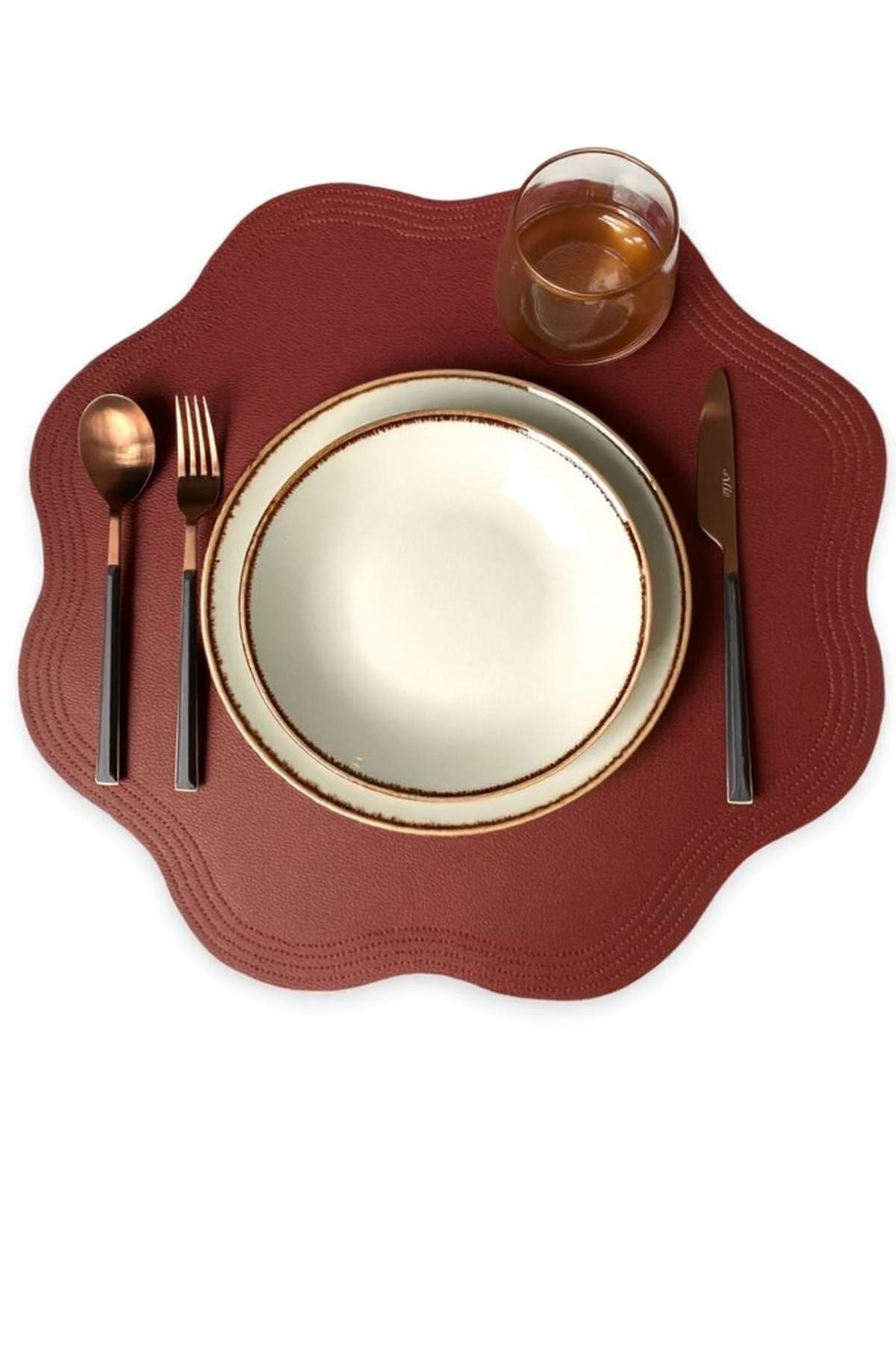 Prive Home Bordo Deri Amerikan Servis / Supla / Placemats