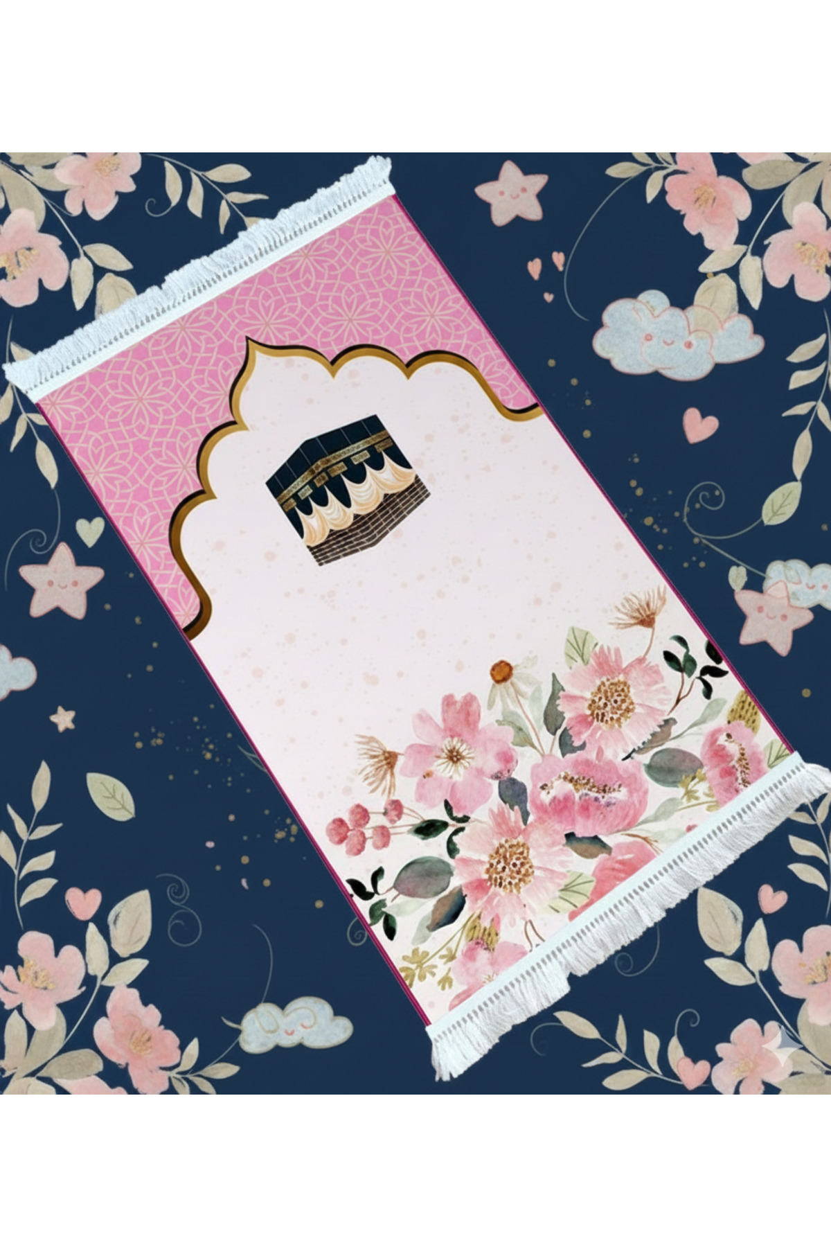 Digitally Printed Kaaba Themed Children's Prayer Sheet Prayer Holder