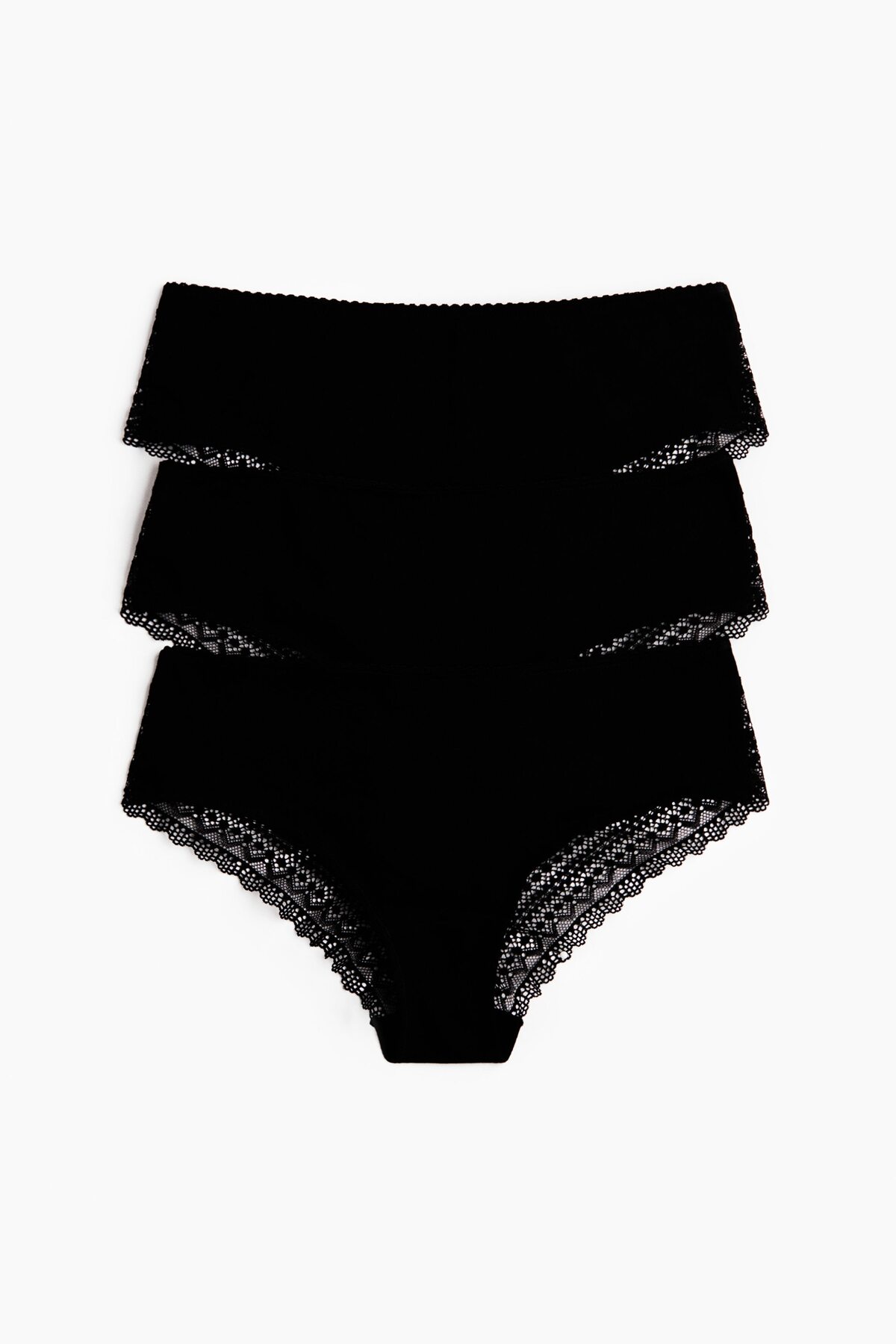 H&M 3’lü Pamuklu ve Dantelli Hipster Külot görsel 3