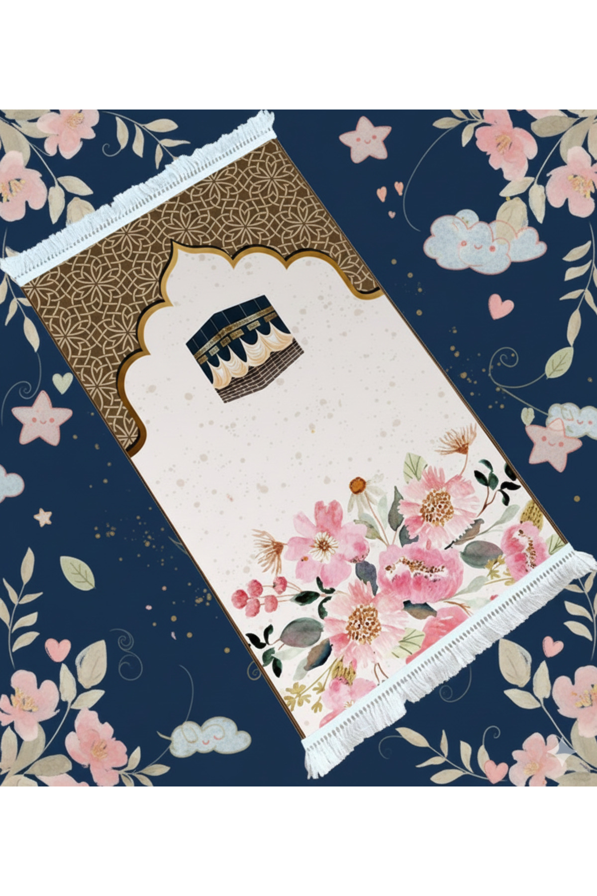 Digitally Printed Kaaba Themed Children's Prayer Sheet Prayer Holder