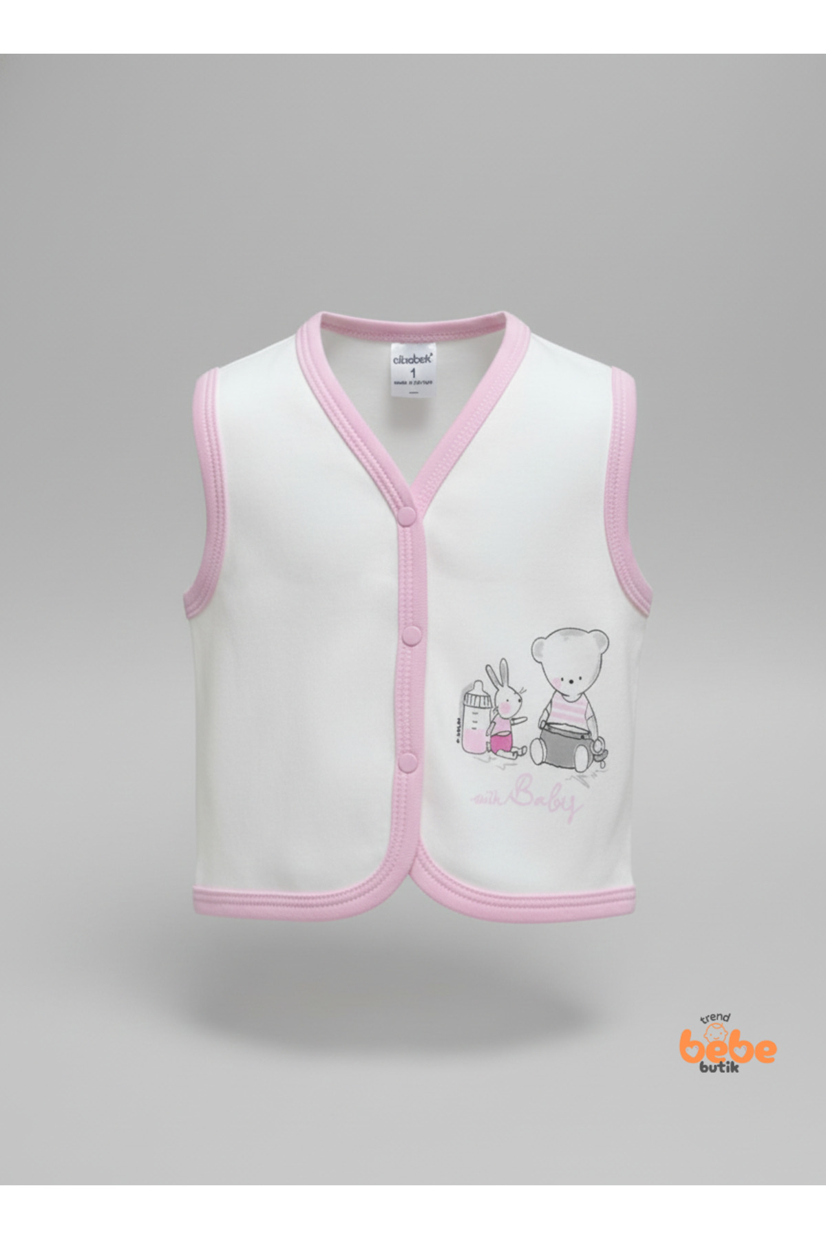 Trend Bebe Butik Unisex Bebek Pamuklu Baskılı Yelek – Çıtçıtlı, Yumuşak Penye, Bebek Yeleği 6-9-12-18 Ay fotoğrafı 4 (önizleme)