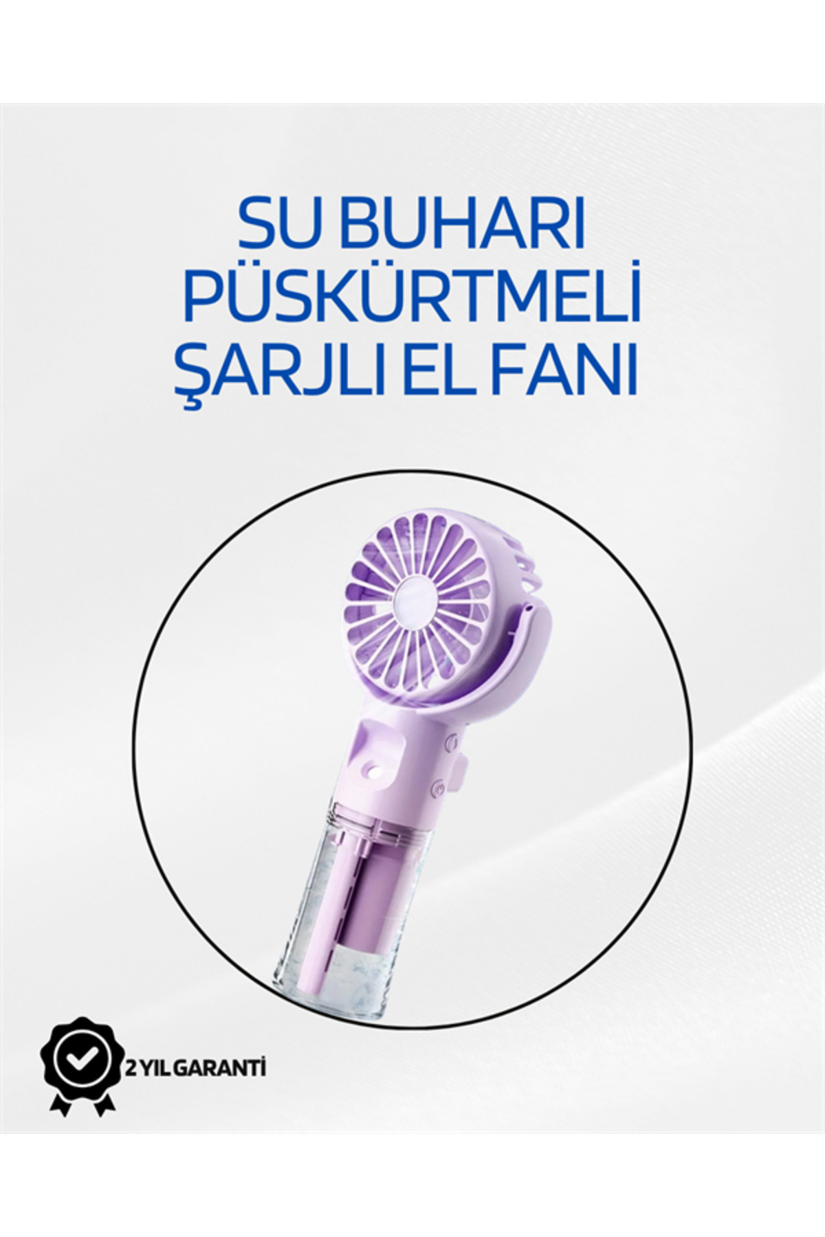 noip Taşınabilir Şarjlı Su Sisi Püskürtmeli Mini El Fanı – 4 Hız Ayarı, Tip-C Şarjlı, Sessiz