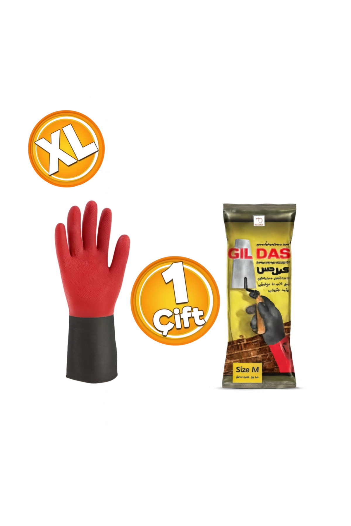 GIL DAS Çift Renkli Endüstriyel Sıvacı Bulaşık Eldiveni 1 Çift XL Beden