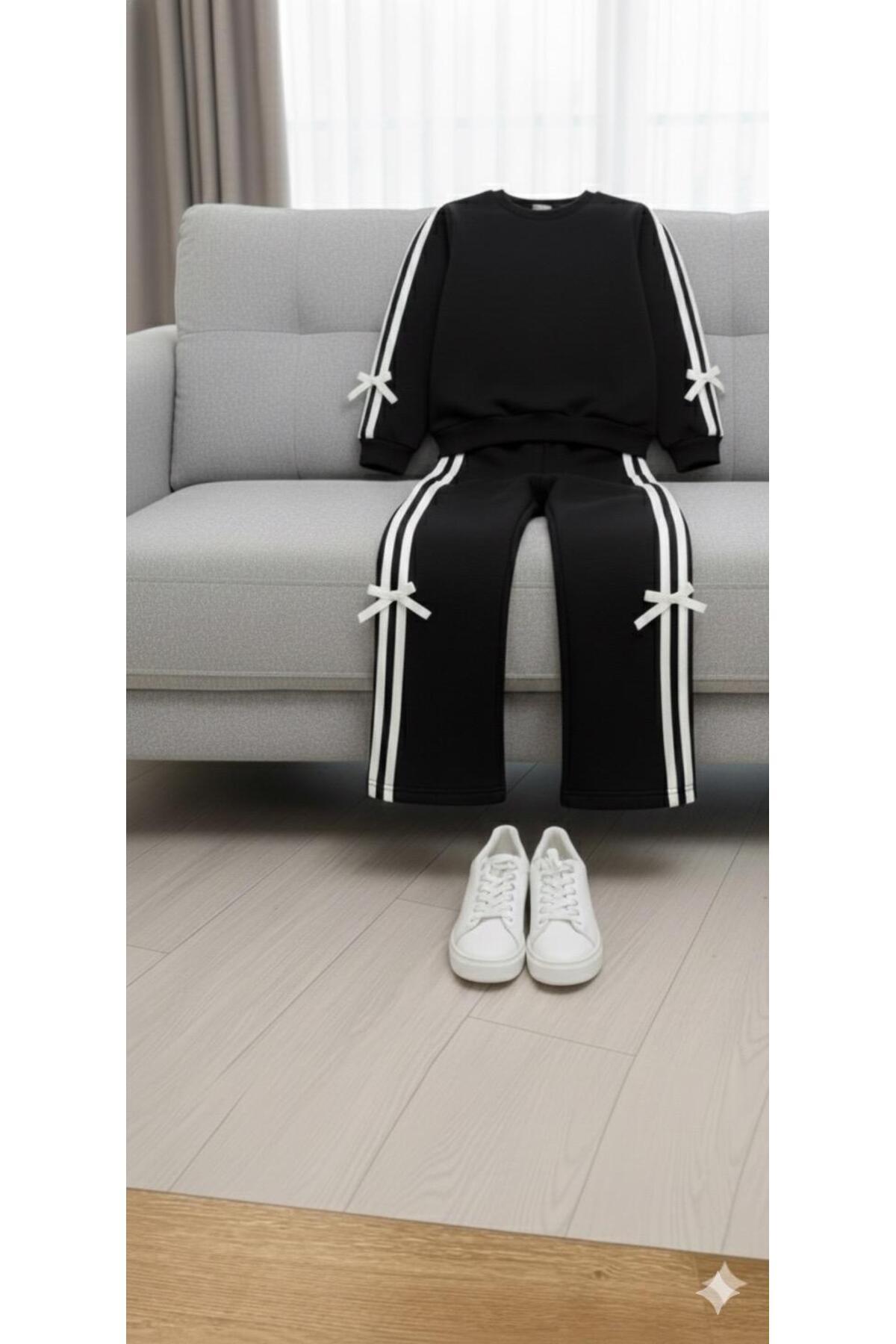 Babito Baby Детски двукомпонентен спортен екип за момичета с черни странични ...