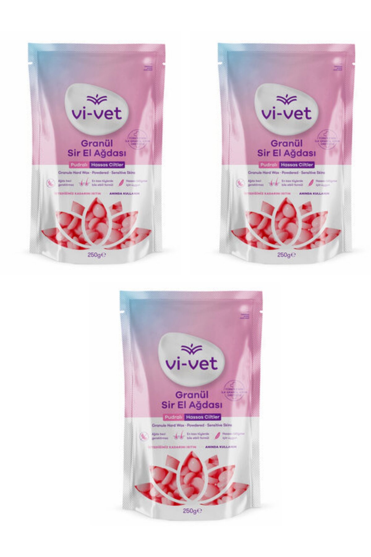 Vi-vet Vivet Granül Sir El Ağdası Pudralı Hassas Ciltler 250 gr 3 paket — ÇDŞ032