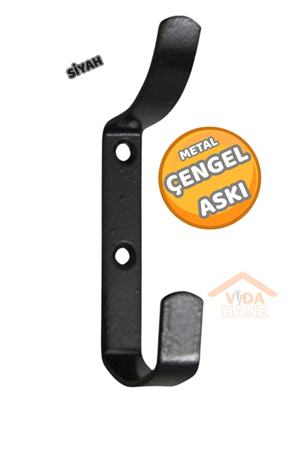 Beşel VİDA HANE METAL ÇENGEL PORTMANTO VESTİYER ASKI SİYAH 1 ADET