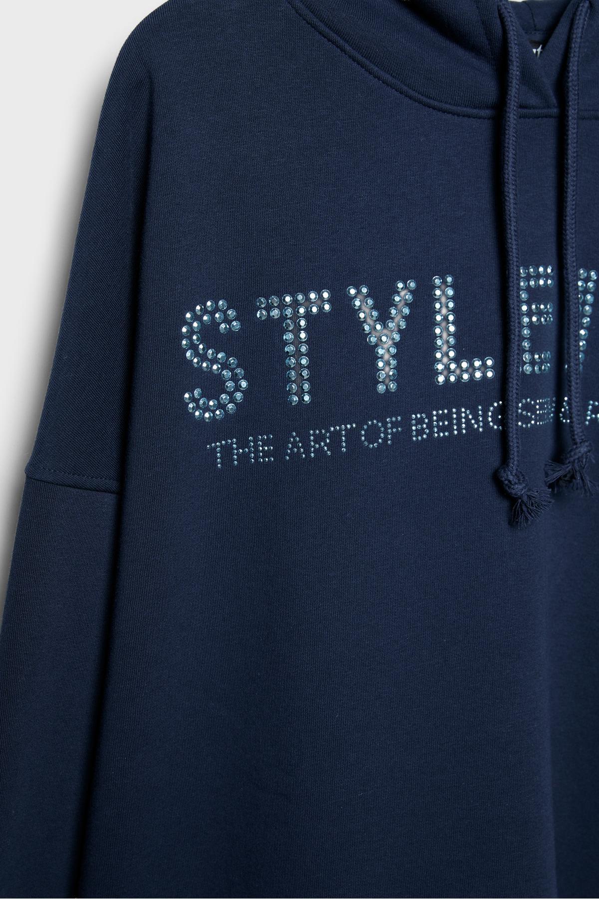 Stradivarius  Simli kapüşonlu sweatshirt - Görsel 7