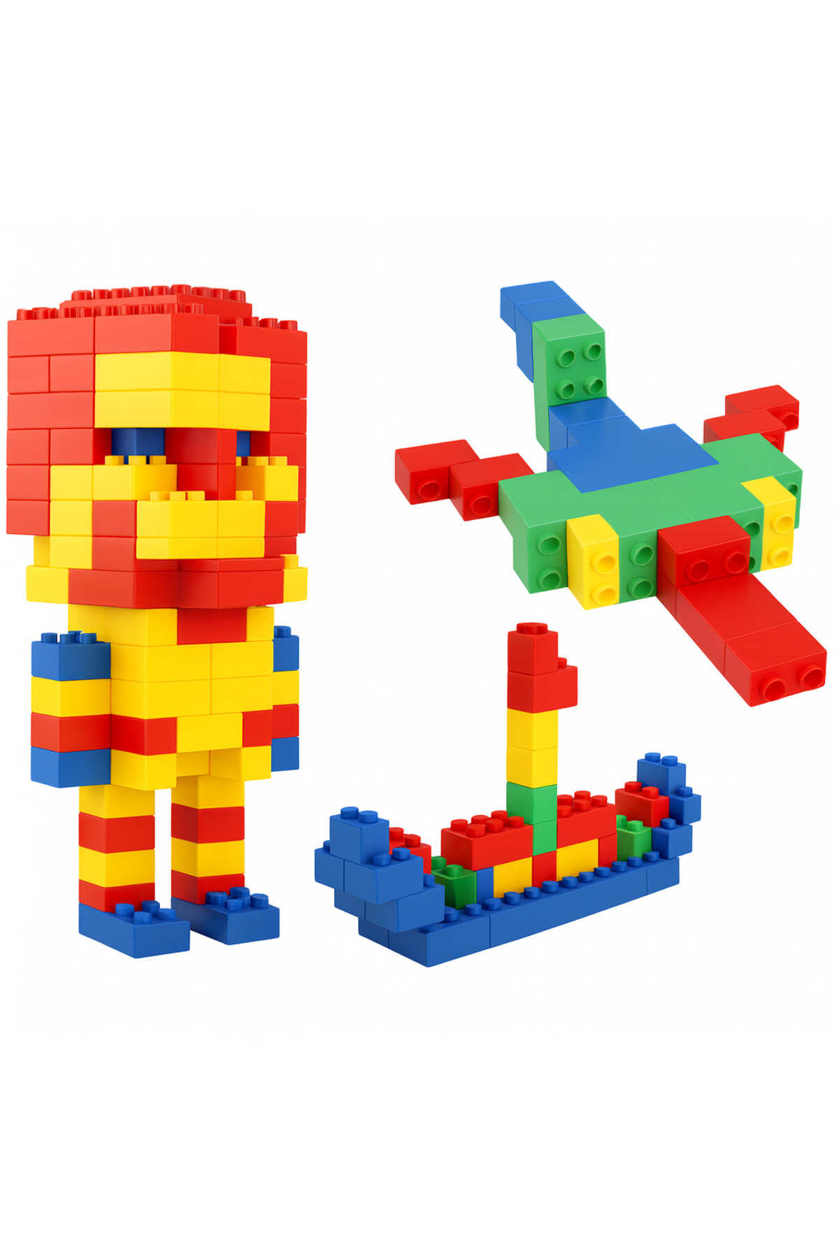 بازی فکری پلاستیکی بلوکهای ساختمانی ۱۴۰ تکه – مجموعه بلوکهای ساختمانی برای پسران و دختران، اسباببازی کودکان