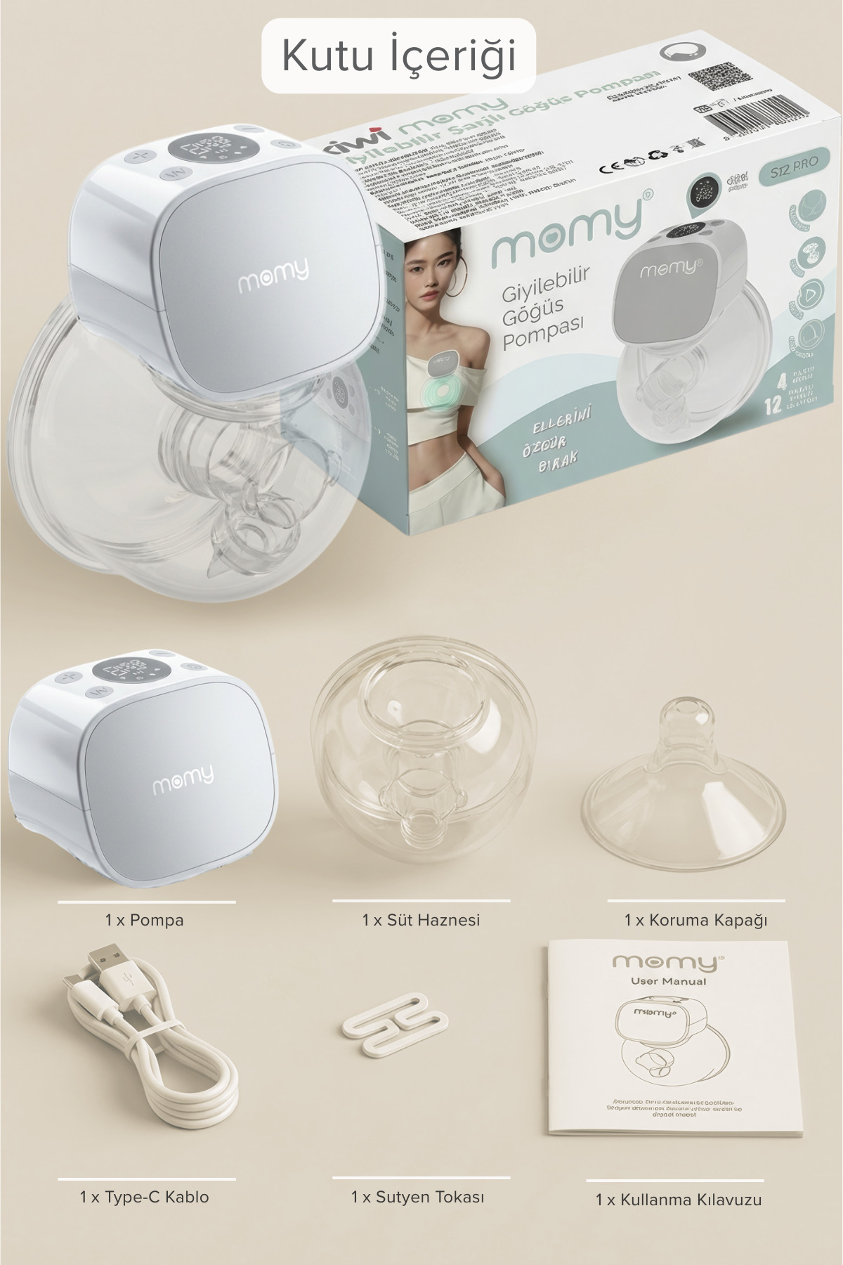 Kiwi Momy S12 Pro Kablosuz Giyilebilir Elektrikli Göğüs Pompası – 4 Mod & 12 Kademe, Sessiz, 180 ml fotoğrafı 2 (önizleme)