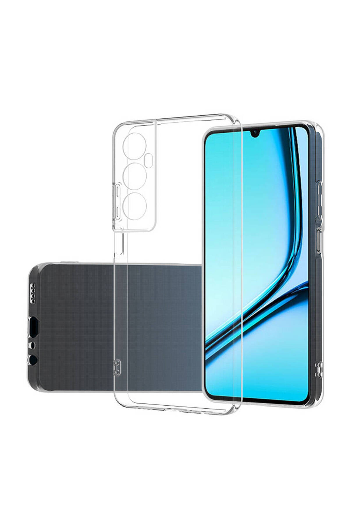 Realme C65 4G Kılıf JoieCreatif Süper Silikon Kapak - Şeffaf
