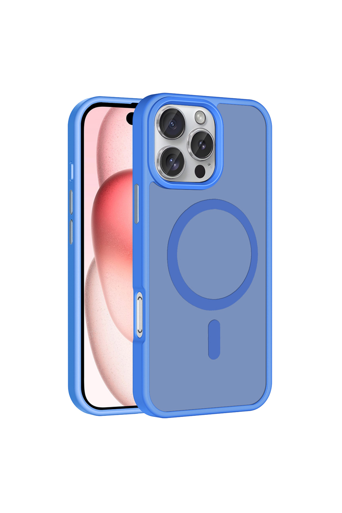iPhone 16 Pro Max Kılıf Magsafe Şarj Özellikli Mat Arka Yüzey ASMA Sio Kapak - Mavi