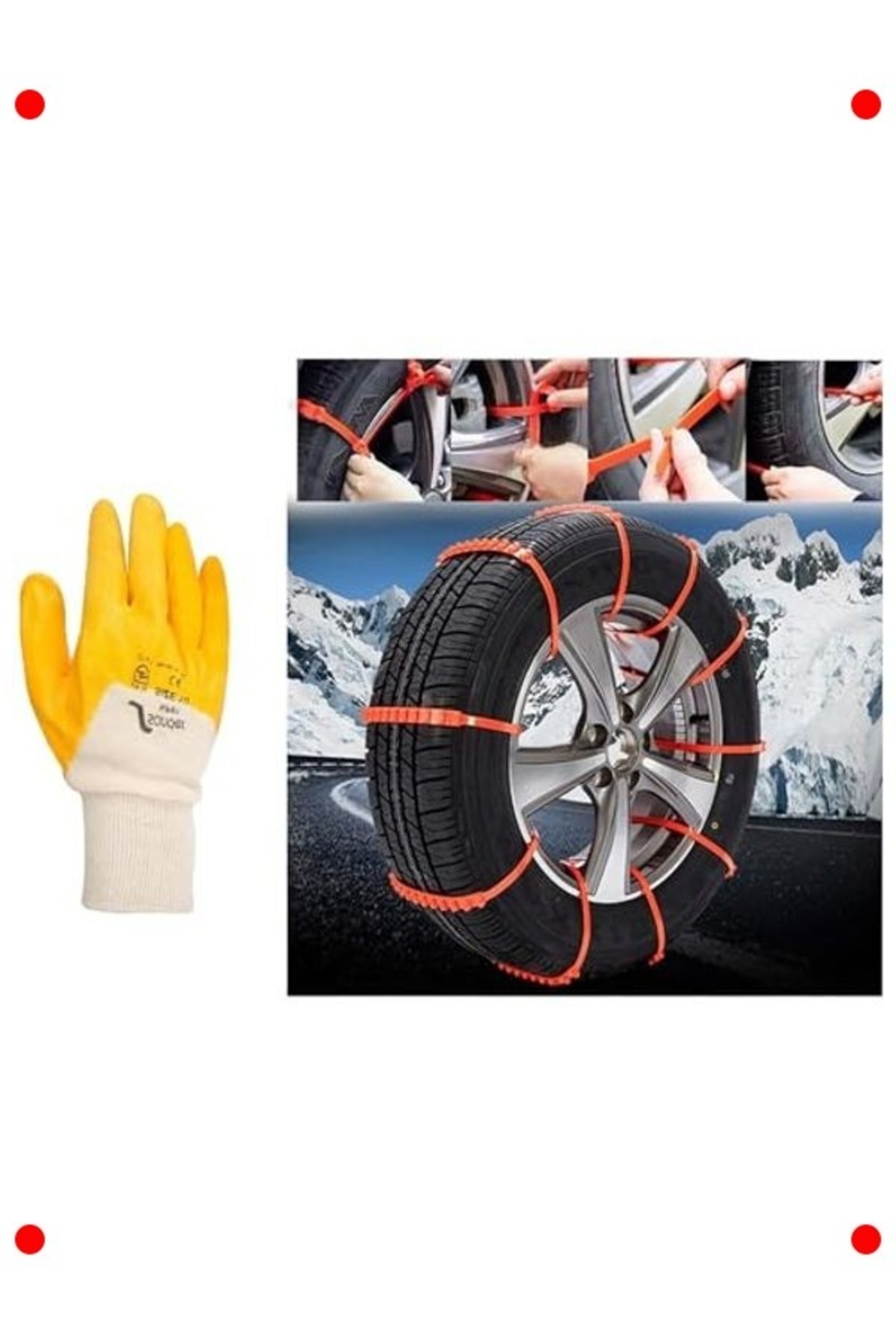 larstkas Pratik Tak Çıkar Kar Buz Zinciri Seti (8 Adet, Eldivenli)