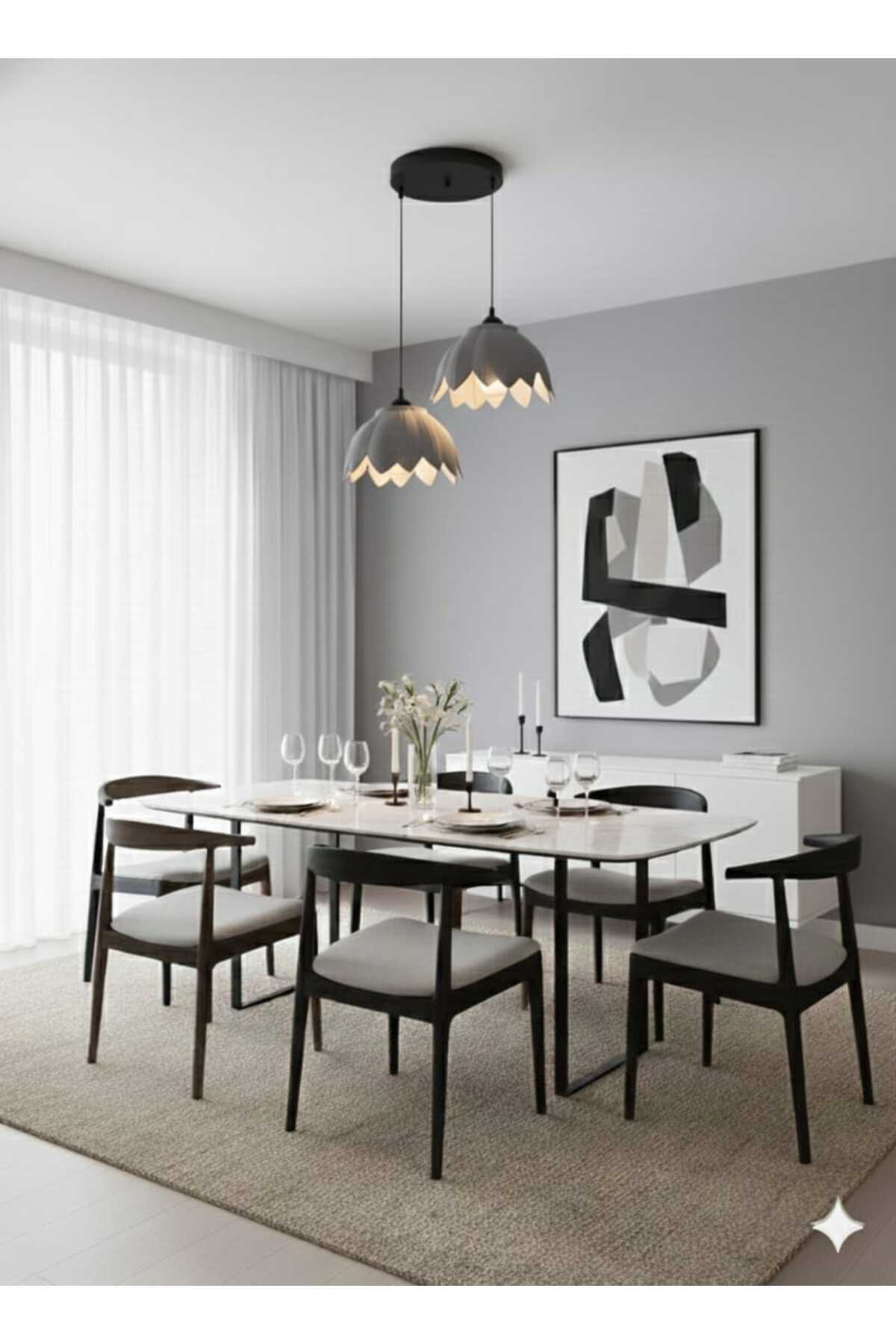 Modern And Stylish 2-Piece Chandelier with Lotus Look White ( Bulb Gift)
