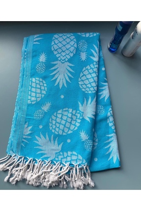 Ege İncisi Turkuaz Ananas Desenli Peştemal %100 Pamuk 95 x 175