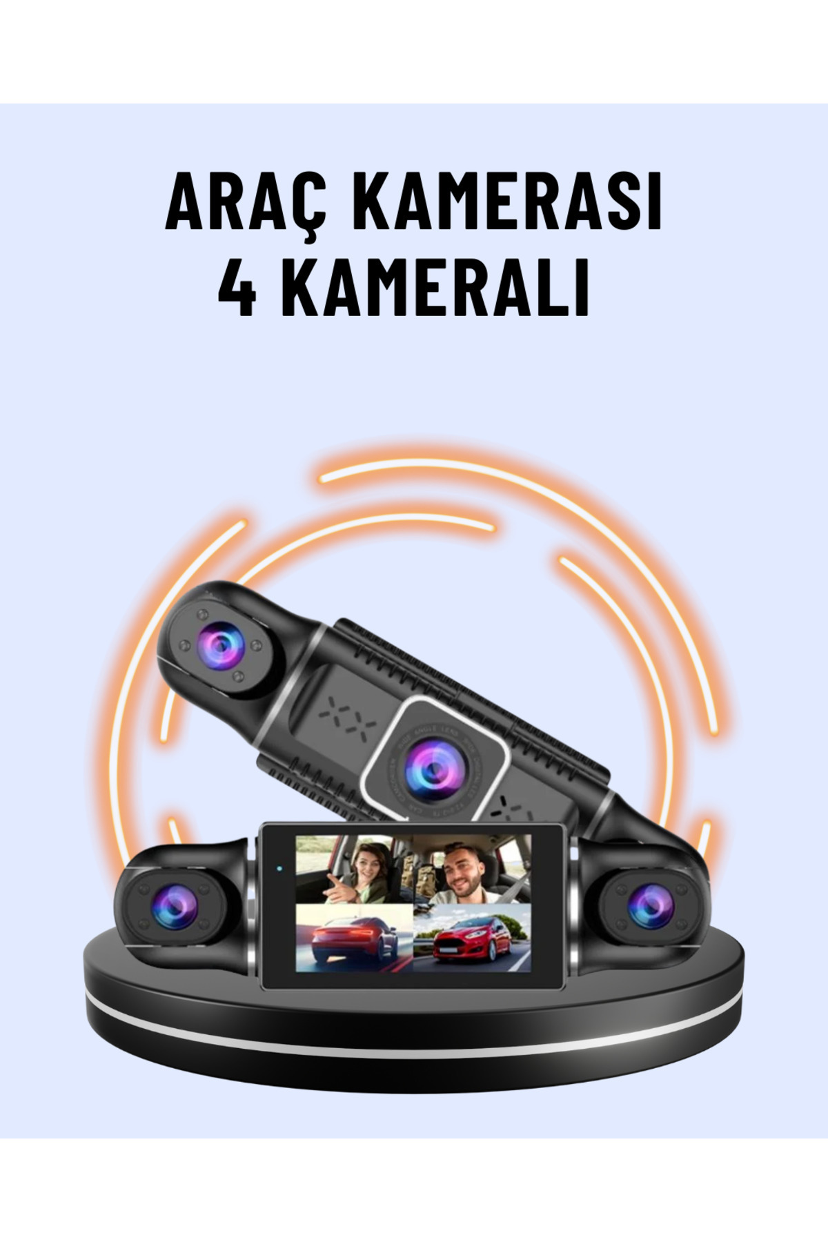 EGECEN 170° Geniş Açı 4 Kameralı Araç Kamerası Hareket Algılamalı - ECR4327-1308