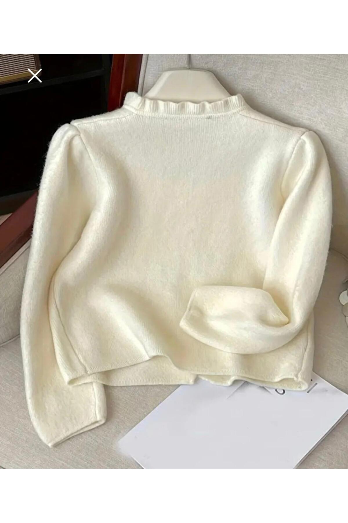 ervaa kids  incili lüks yumoş tüylü kadın triko hırka - Görsel 5