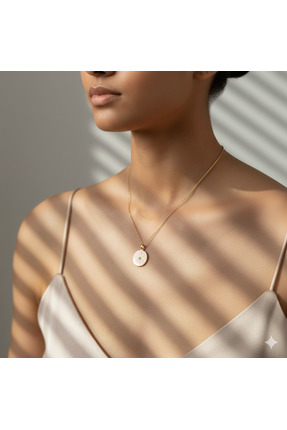 Madame Deco & Takı Madame Tasarım Mineli Gold Kapaklı Çelik Kolye – Kararma Y...