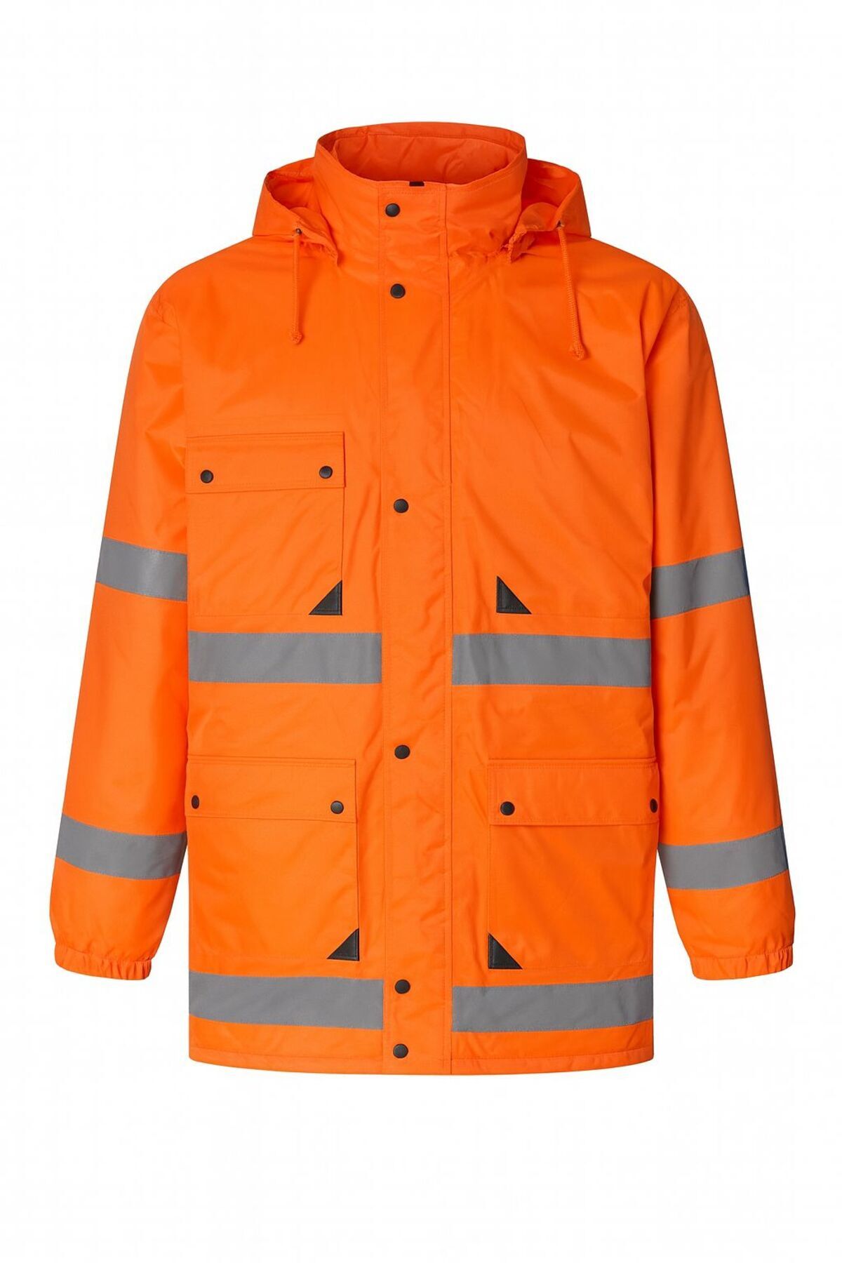 Çamdalı İş Elbiseleri Su Geçirmez İthal İş Kabanı Neon Turuncu 5 Cepli Kapüşonlu Reflektörlü