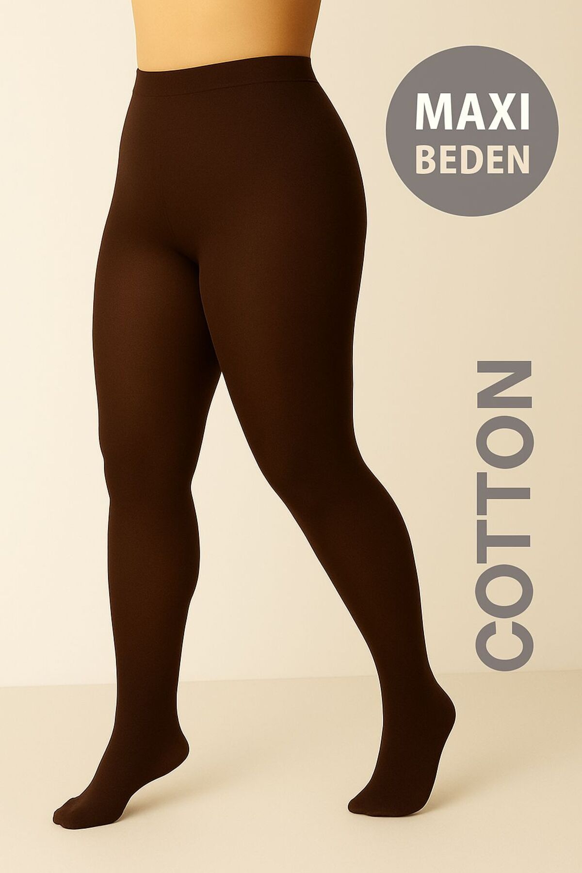 Plus Size Micro 60 Den Maxi Cotton Matte Medium Thick Chestnut Pantyhose