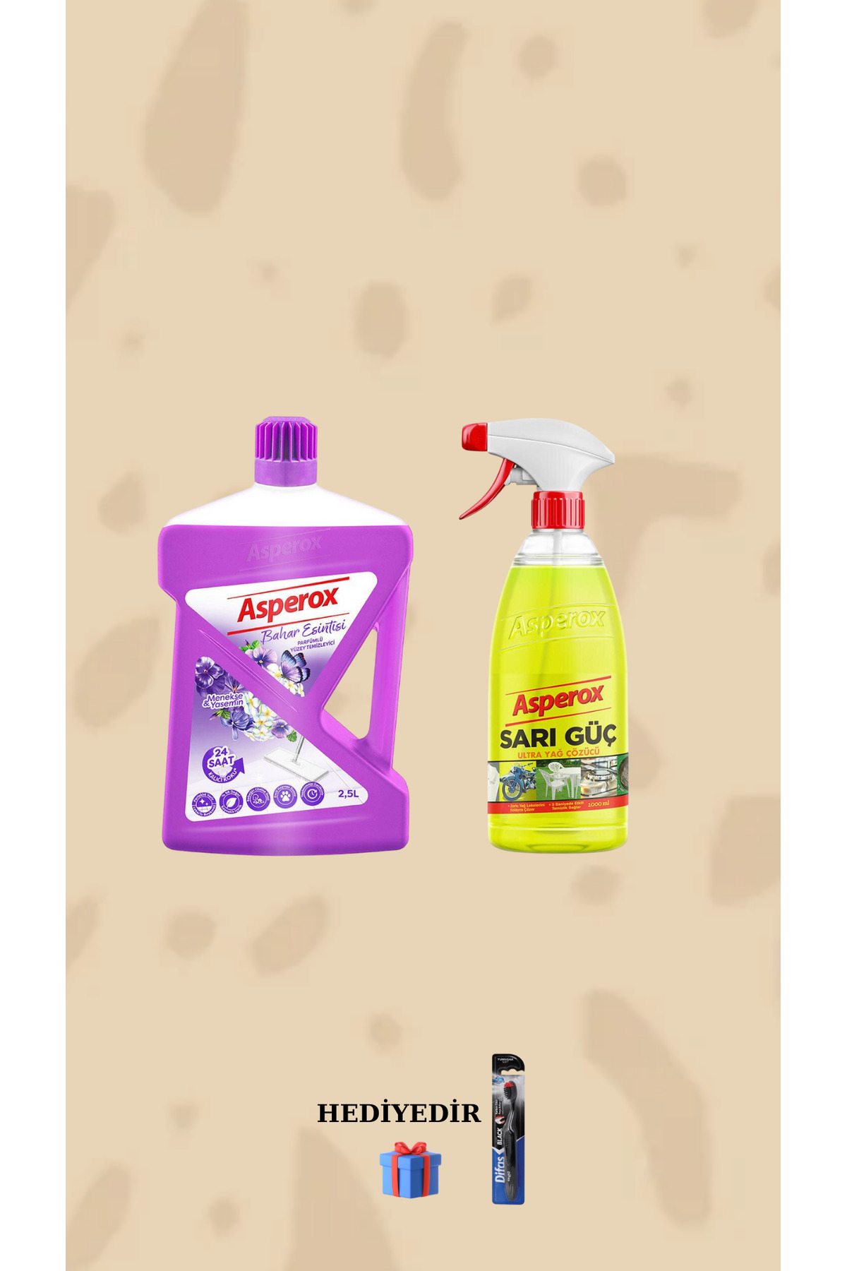 ASPEROX MENEKŞE&YASEMİN 2500 ML YÜZEY TEMİZLEYİCİ SARI GÜÇ 650 ML