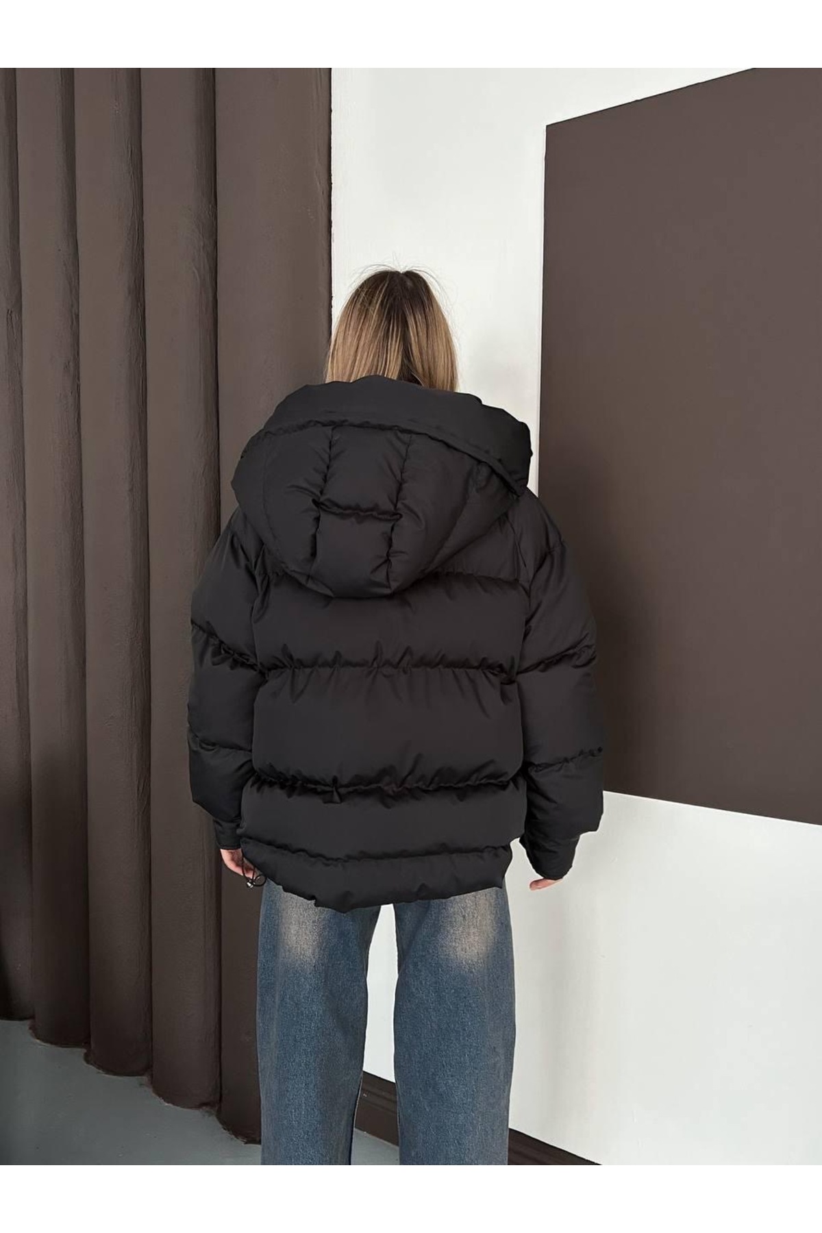 Ekim Store  Kapüşonlu Cepli Şişme Mont - Görsel 7