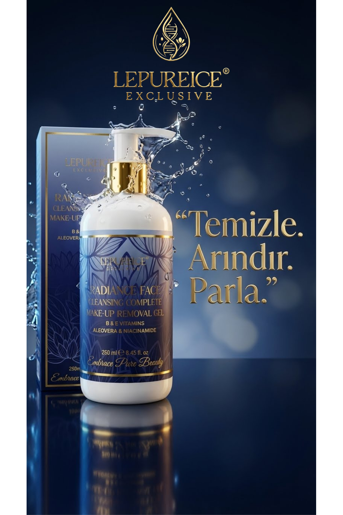 LEPUREICE Exclusive Radiance Face Cleansing Gel - Yüz Yıkama ve Makyaj Temizleme Jeli — RADIANCE-FACE-CLG-250