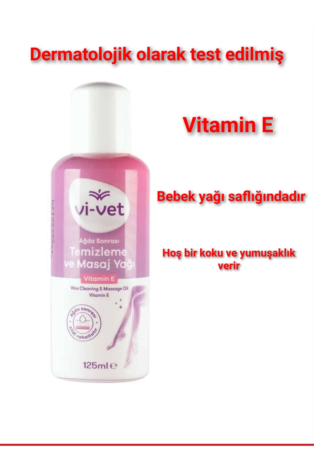Vivet Ağda Sonrası Temizleme ve Masaj Yağı Vitamin E 125 ml × 2 Adet — ÇDŞ037 — تصویر 2 از 3