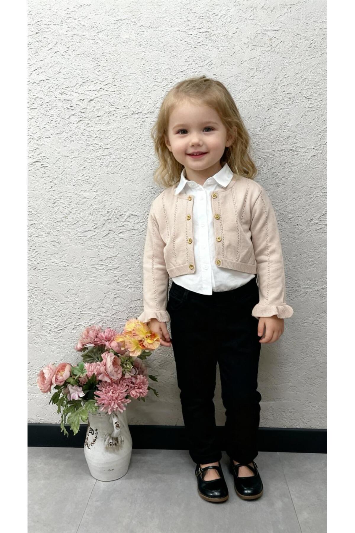 Gocoland Kız Çocuk Kolu Fırfır Detay Örgü Hırka fotoğrafı 3 (önizleme)