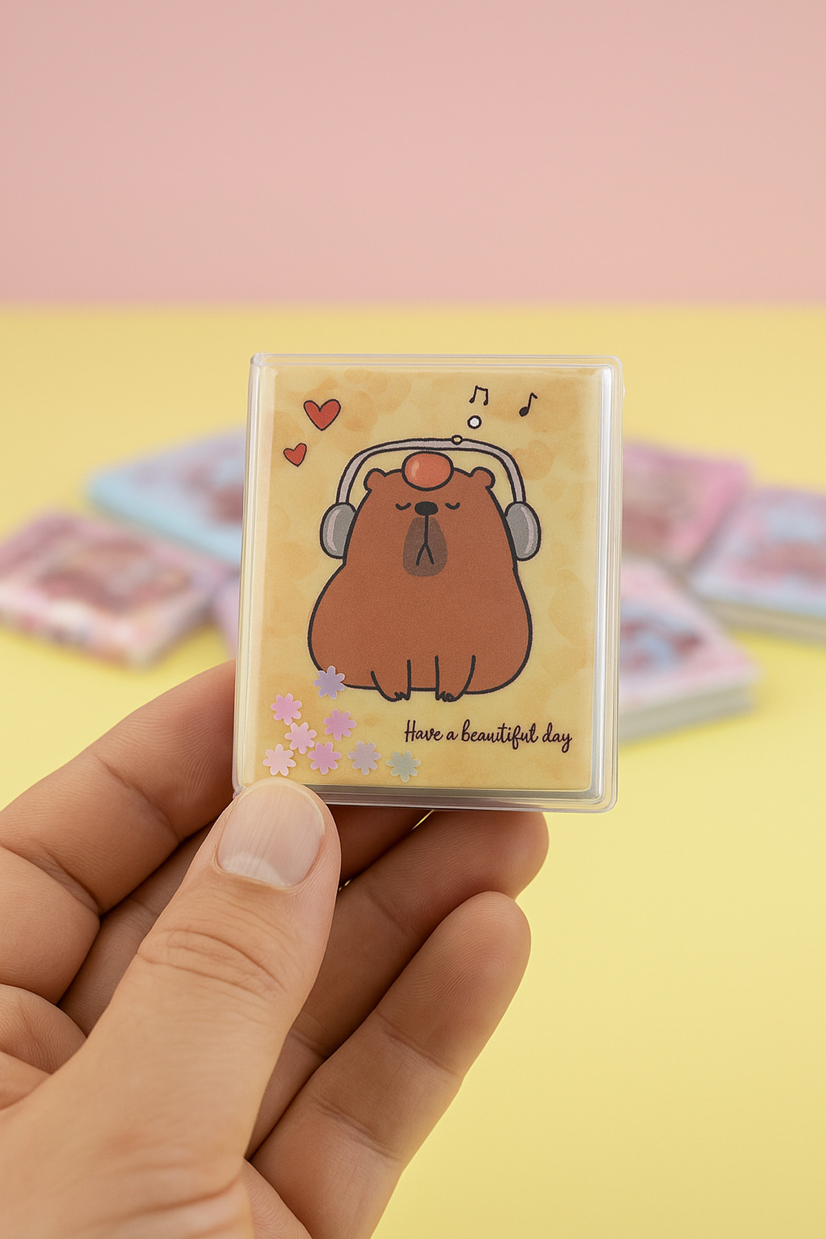 Kids Like CappyBara Sulu ve Pullu Kapak Mini Stickerlı Not Defteri - 1 Adet