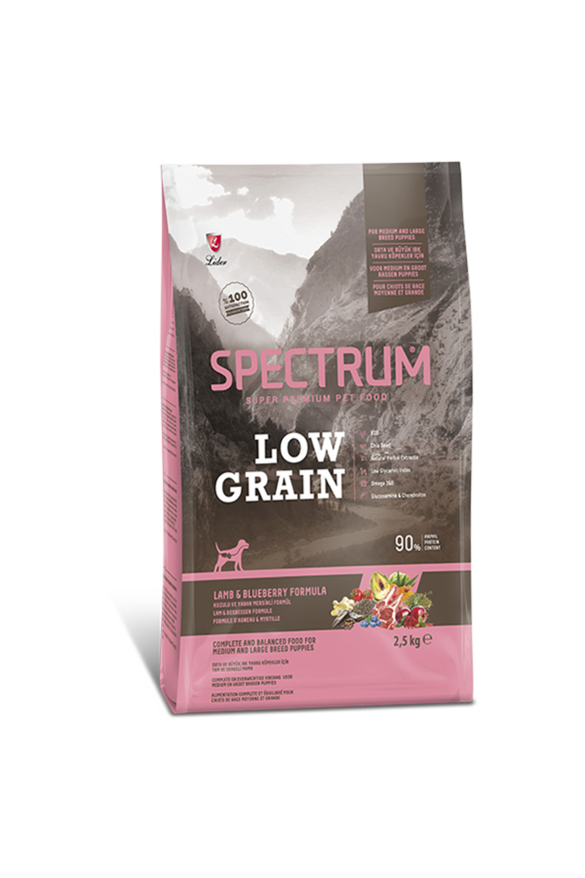 Spectrum Düşük Tahıllı Kuzulu ve Yaban Mersinli Orta ve Büyük Irk Yavru Köpek Maması 12 Kg-0 - 1 Yaş
